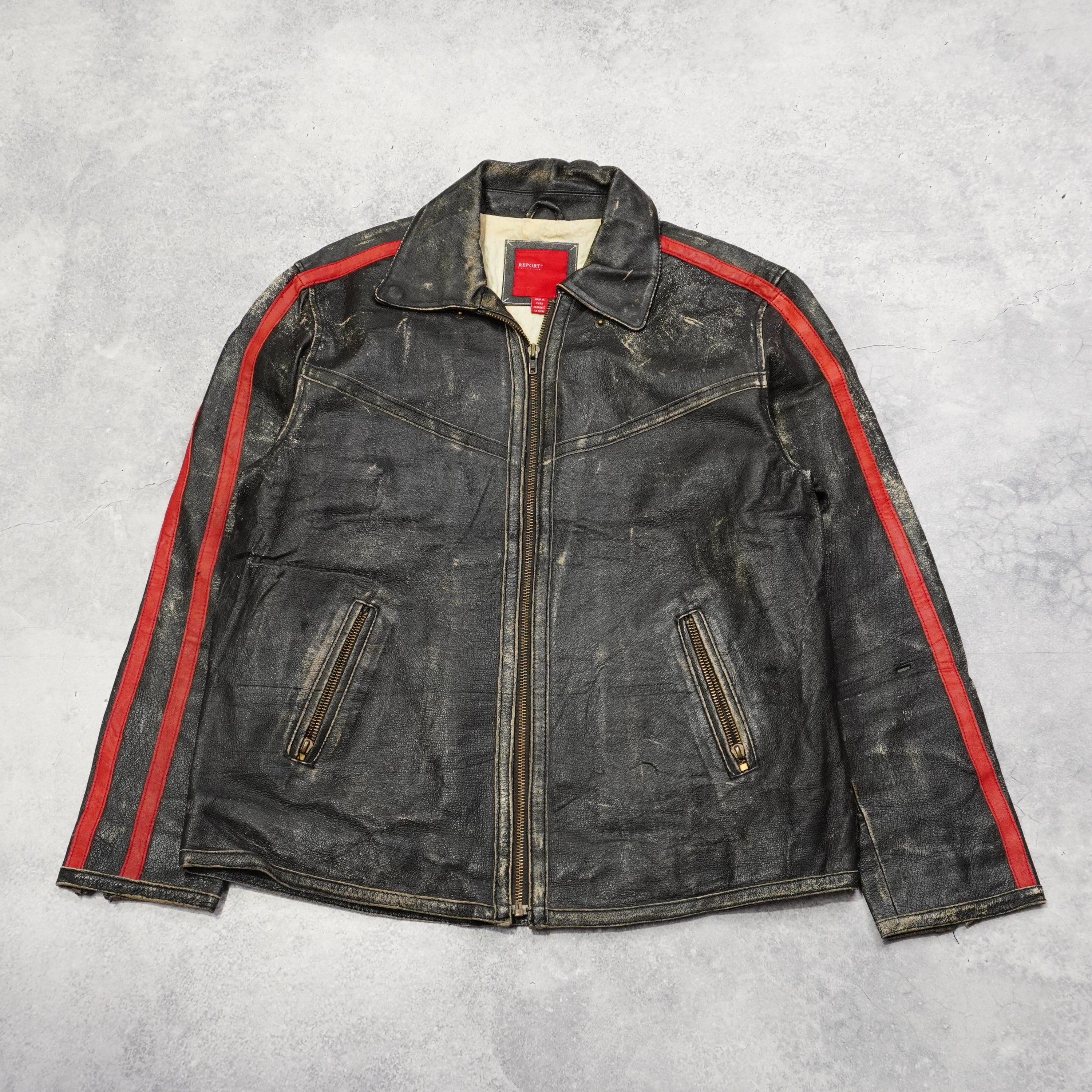 2000s Report Racer Style Leather Jacket