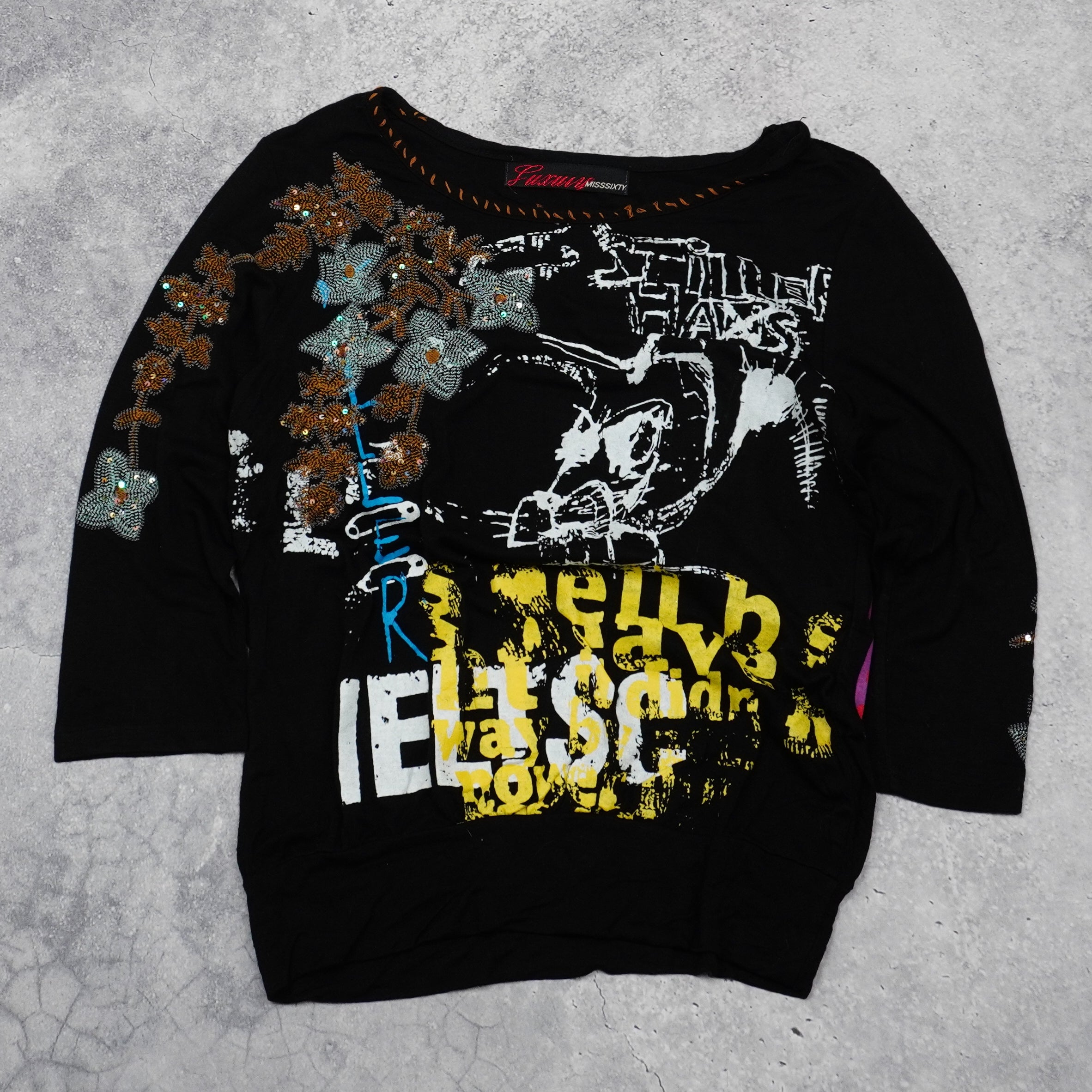 2000s Miss Sixty Graphic Embellished Top