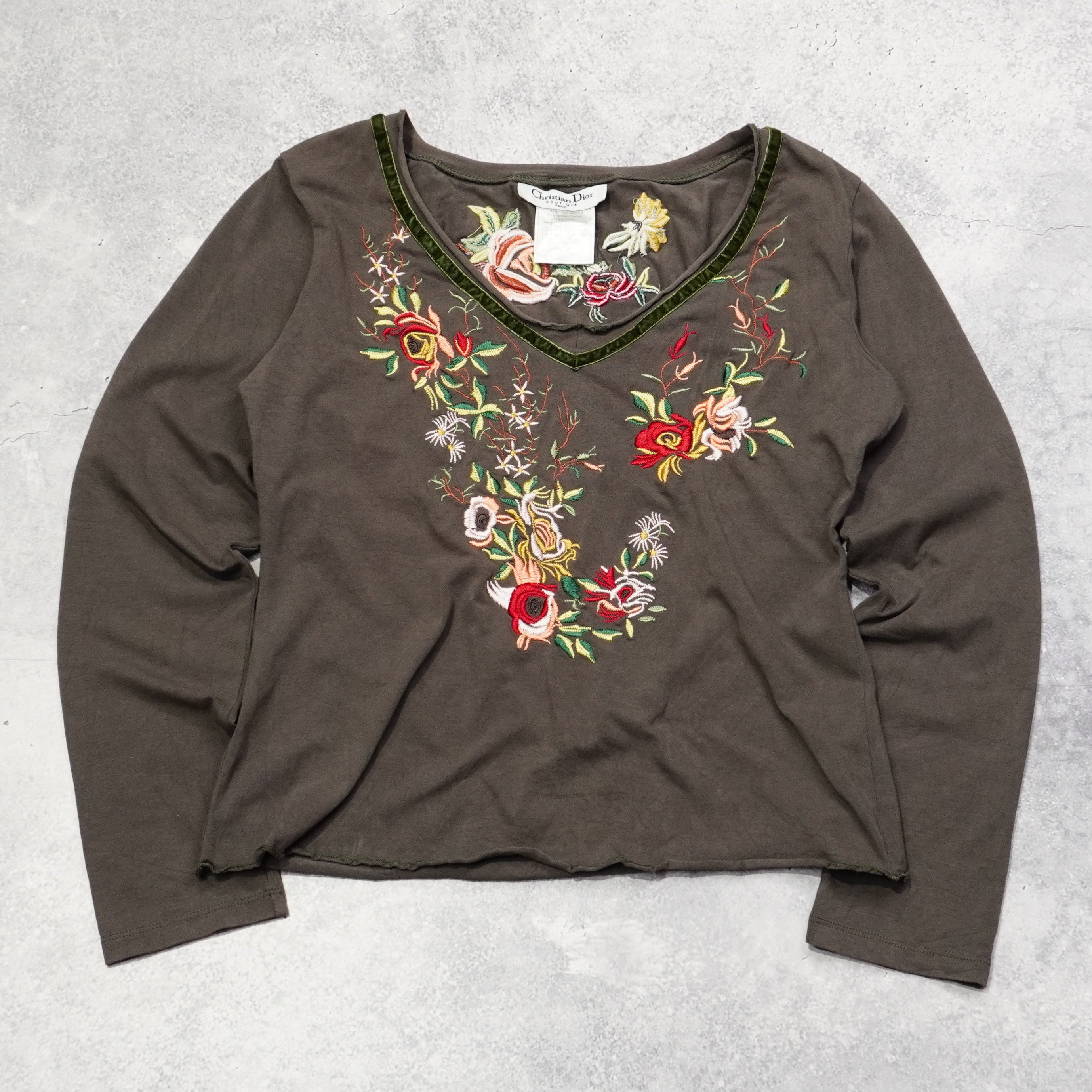 2000s Christian Dior Embroidered Floral T-Shirt