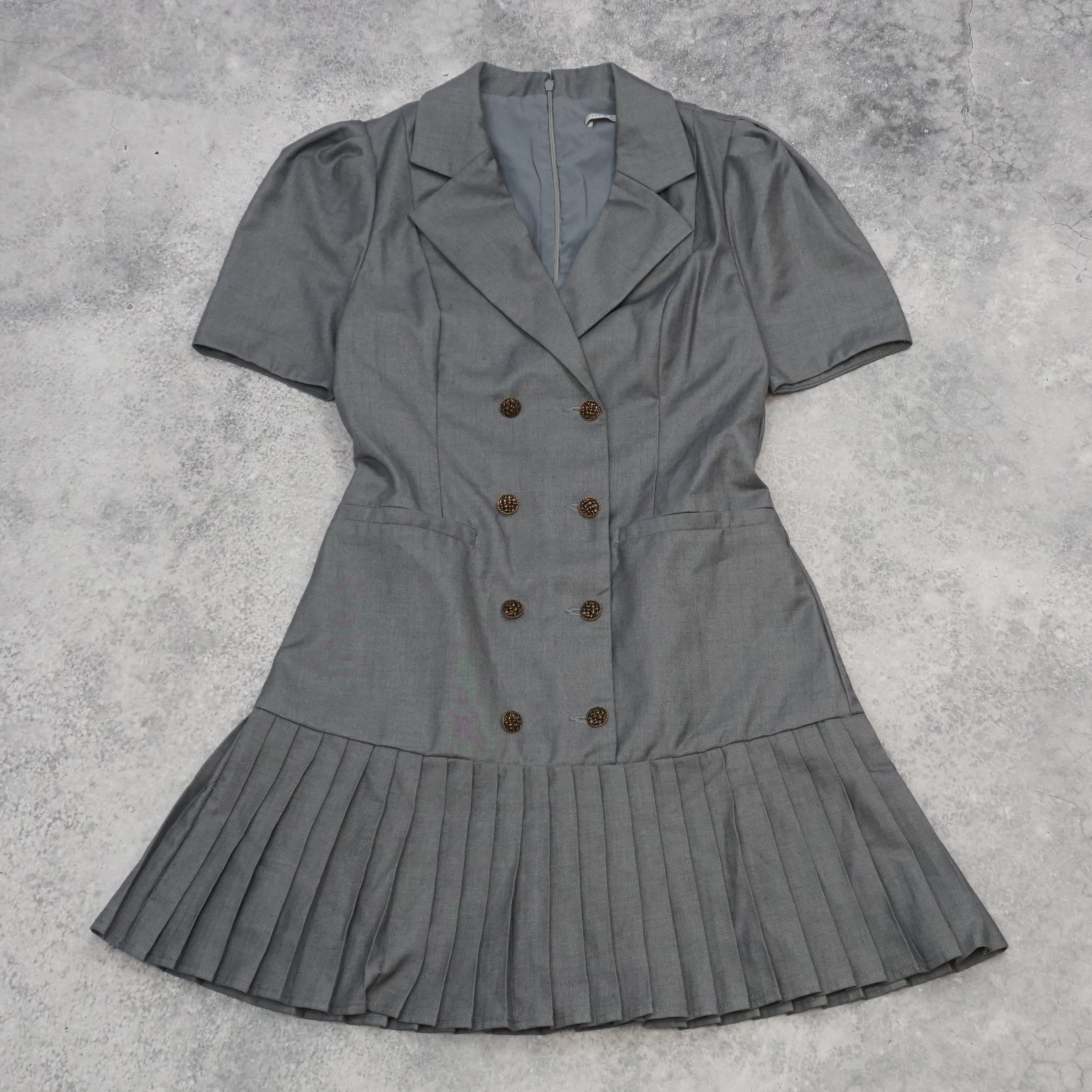 Joyce Couture Pleated Button Up Dress