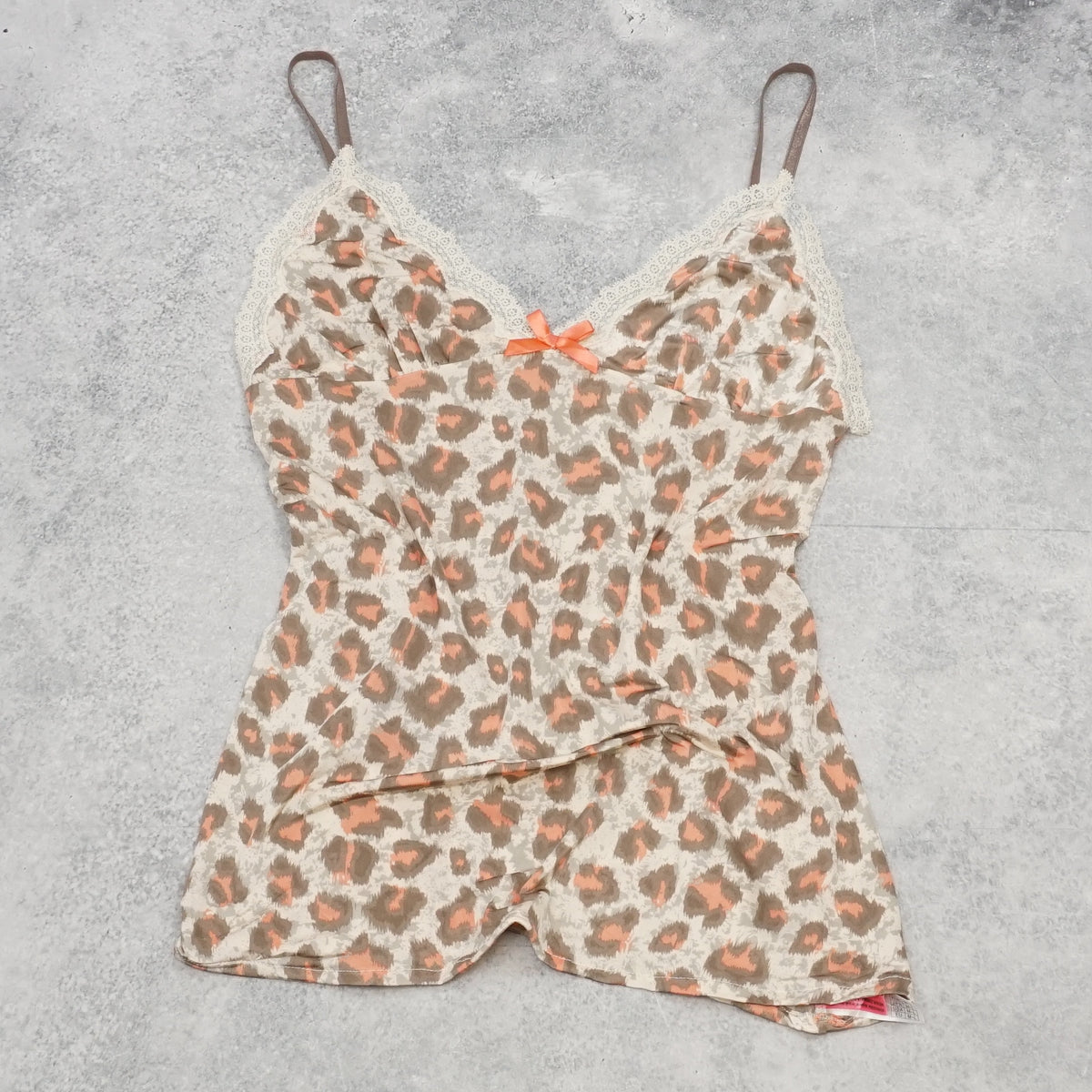 2000s Ullala Gongju Leopard Print Lace Trim Cami Top