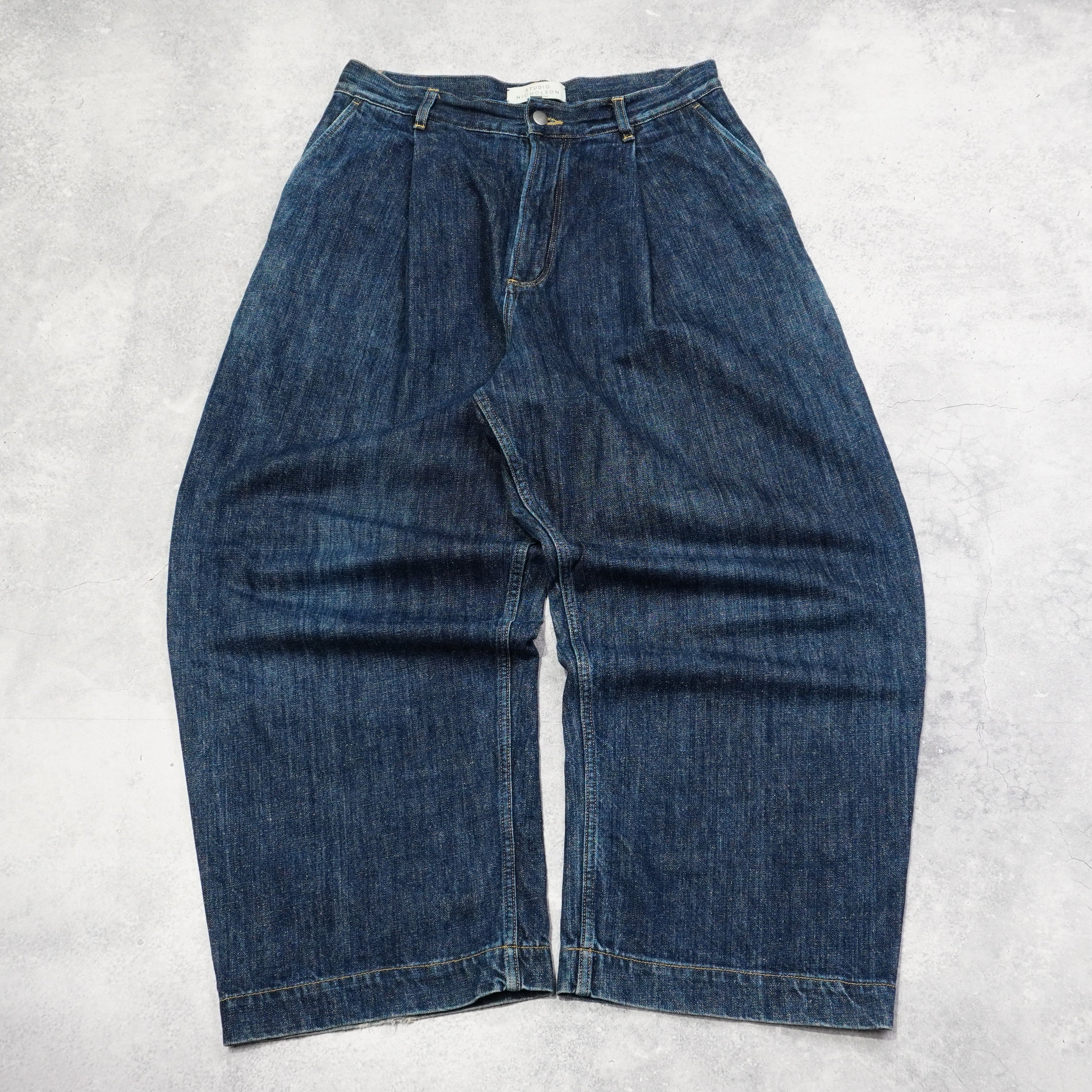 Studio Nicholson Wide Leg Pleated Jeans