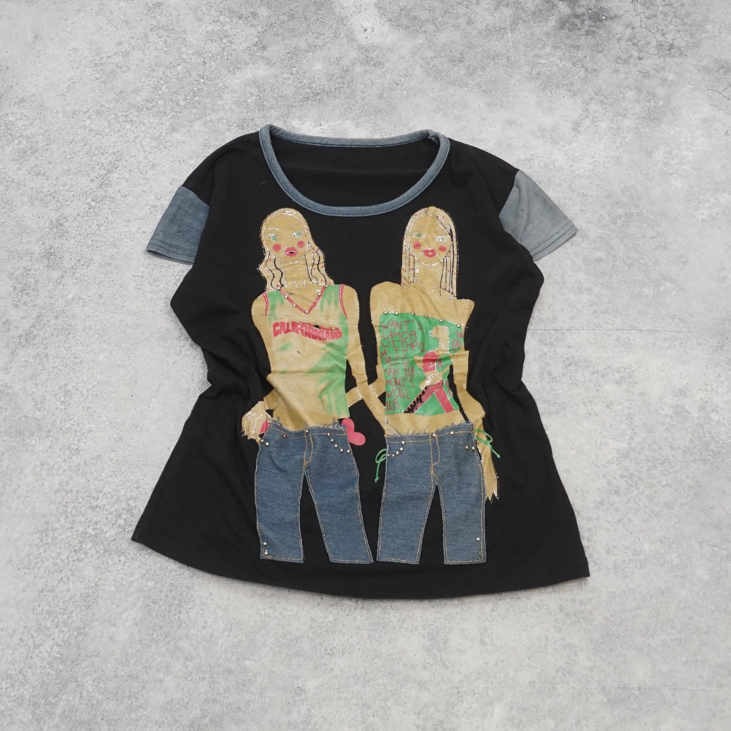 2000s Californiagirl Graphic Applique Crop T-Shirt