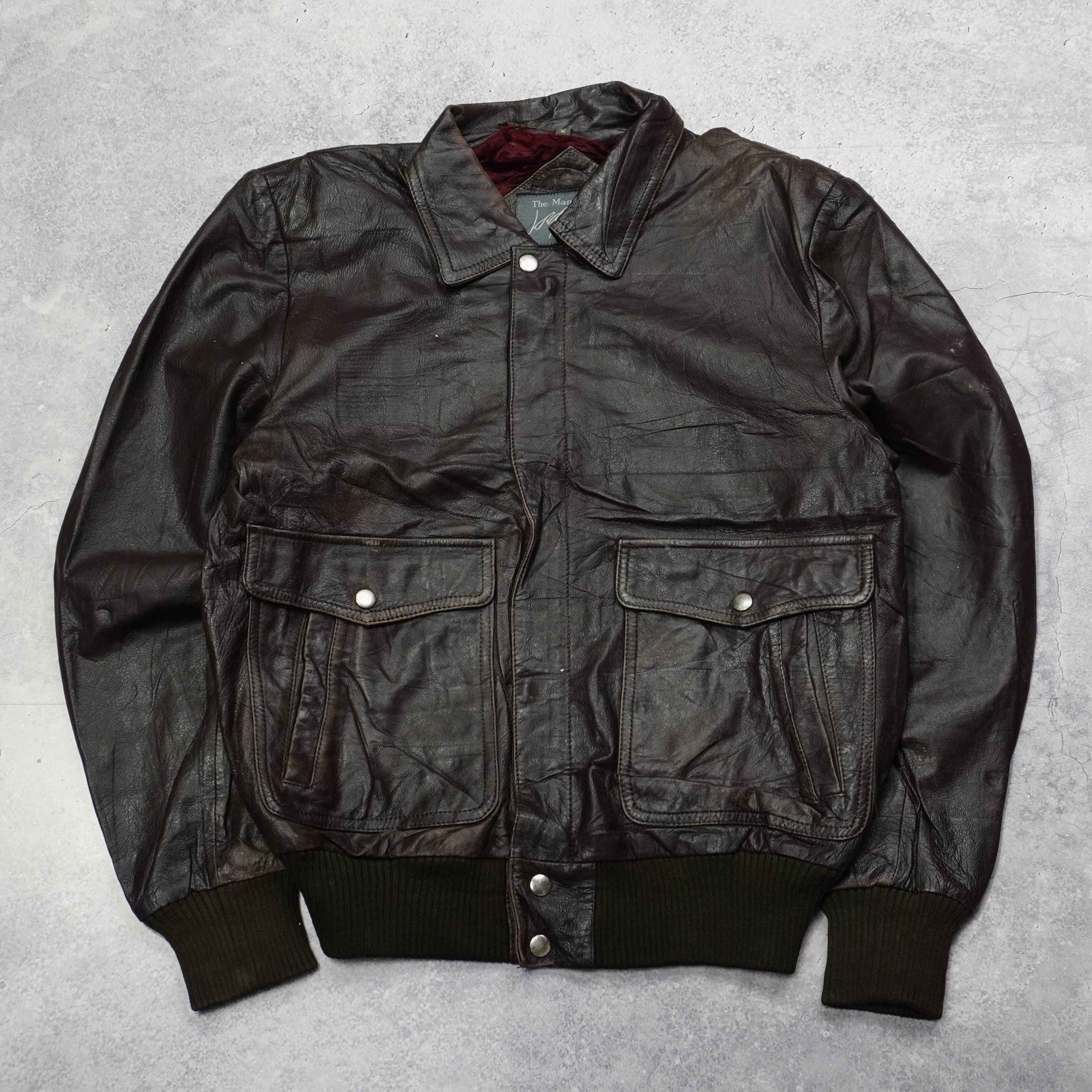 90s The Man's Shop Aviator Leather Jacket