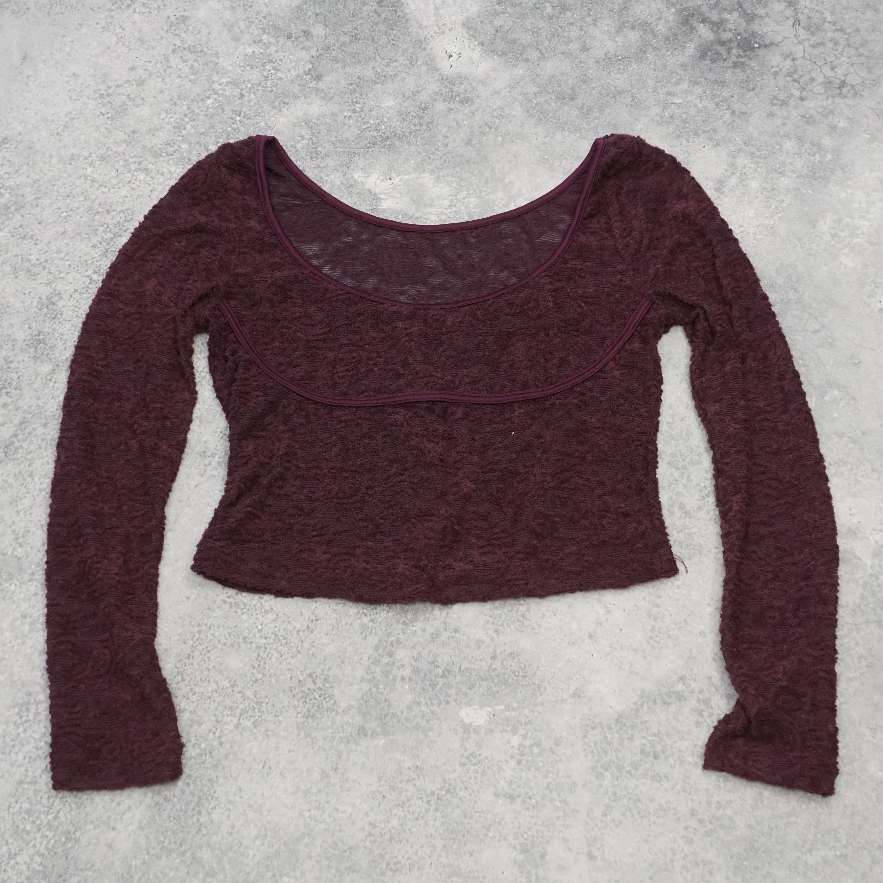 Lace Long Sleeve Cropped Top