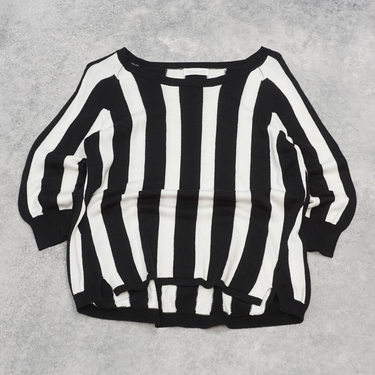 Hyphen World Gallery Striped Cropped Knit Top