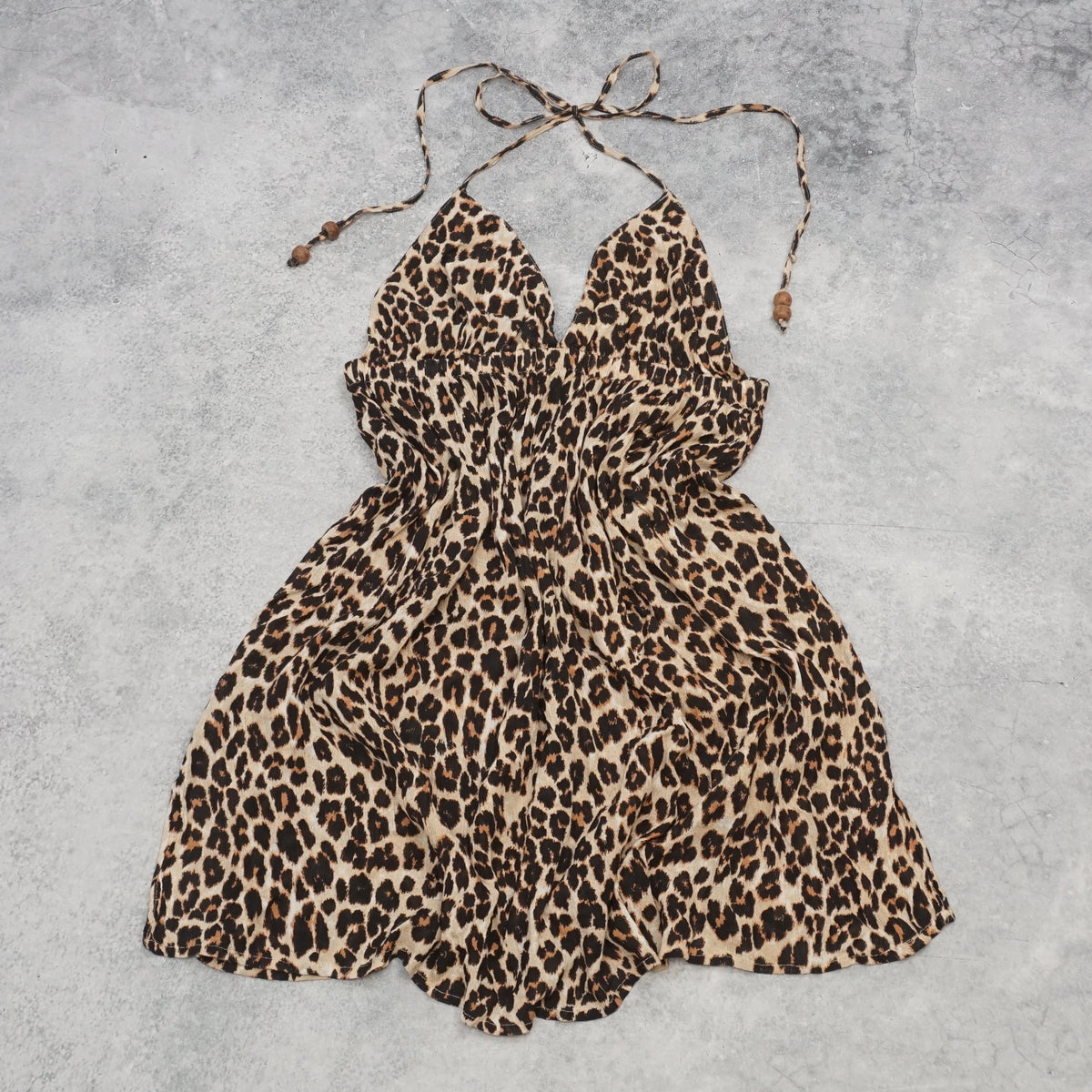 Tree of Life Leopard Print Halter Dress