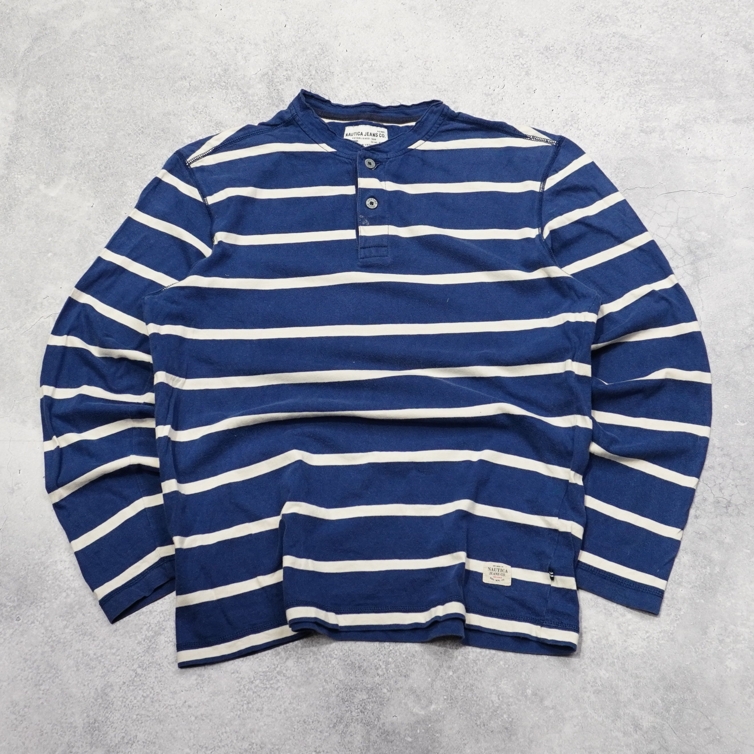 2000s Nautica Striped Henley T-Shirt