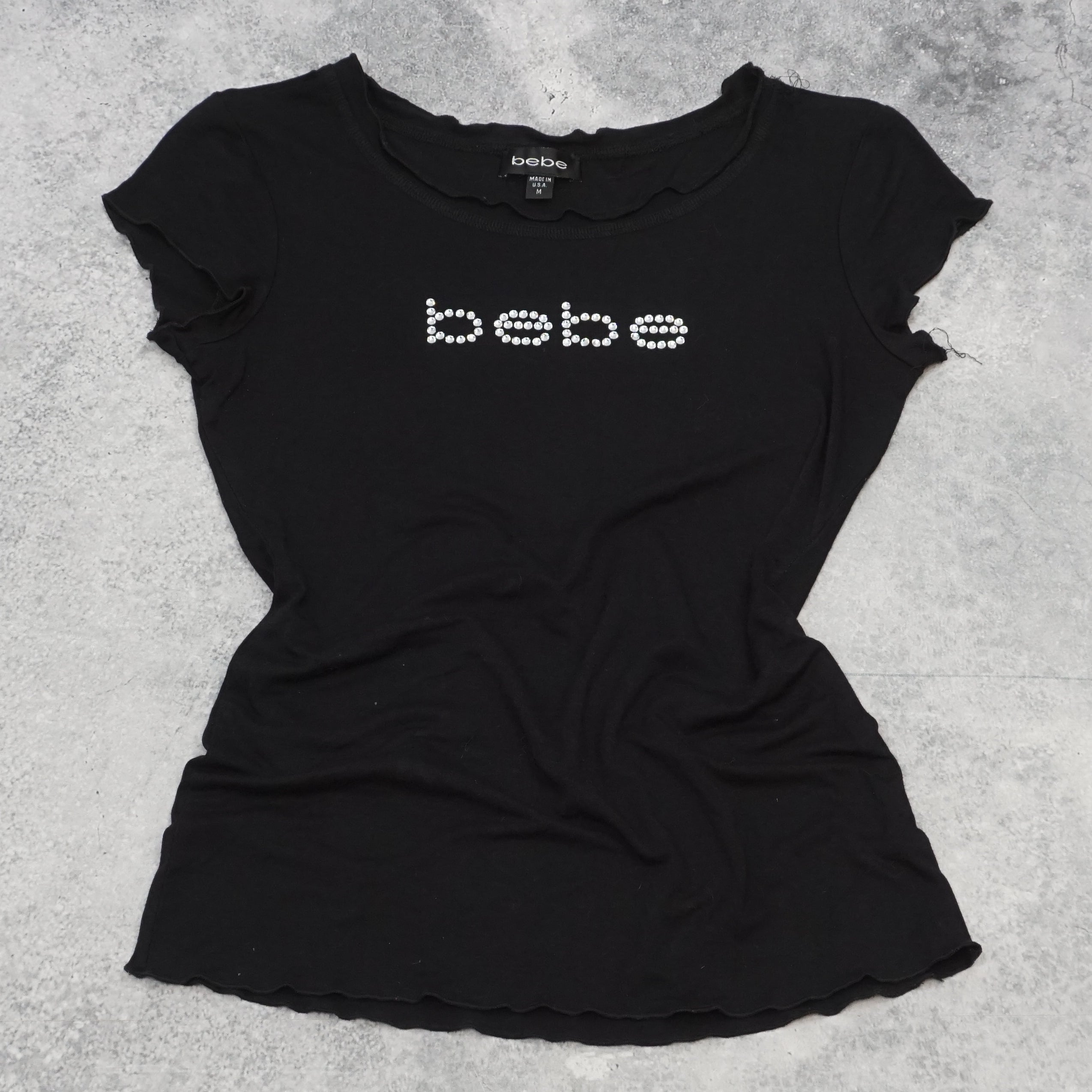 2000s Bebe Rhinestone Graphic T-Shirt
