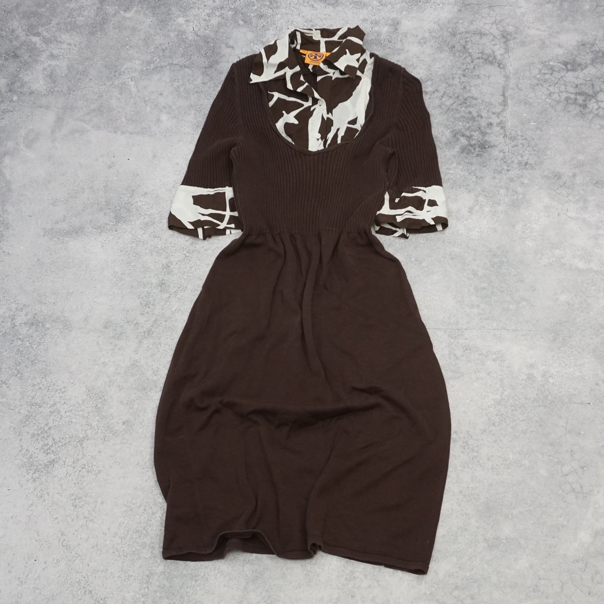 2000s Tory Burch Ribbed Knit Printed Dress