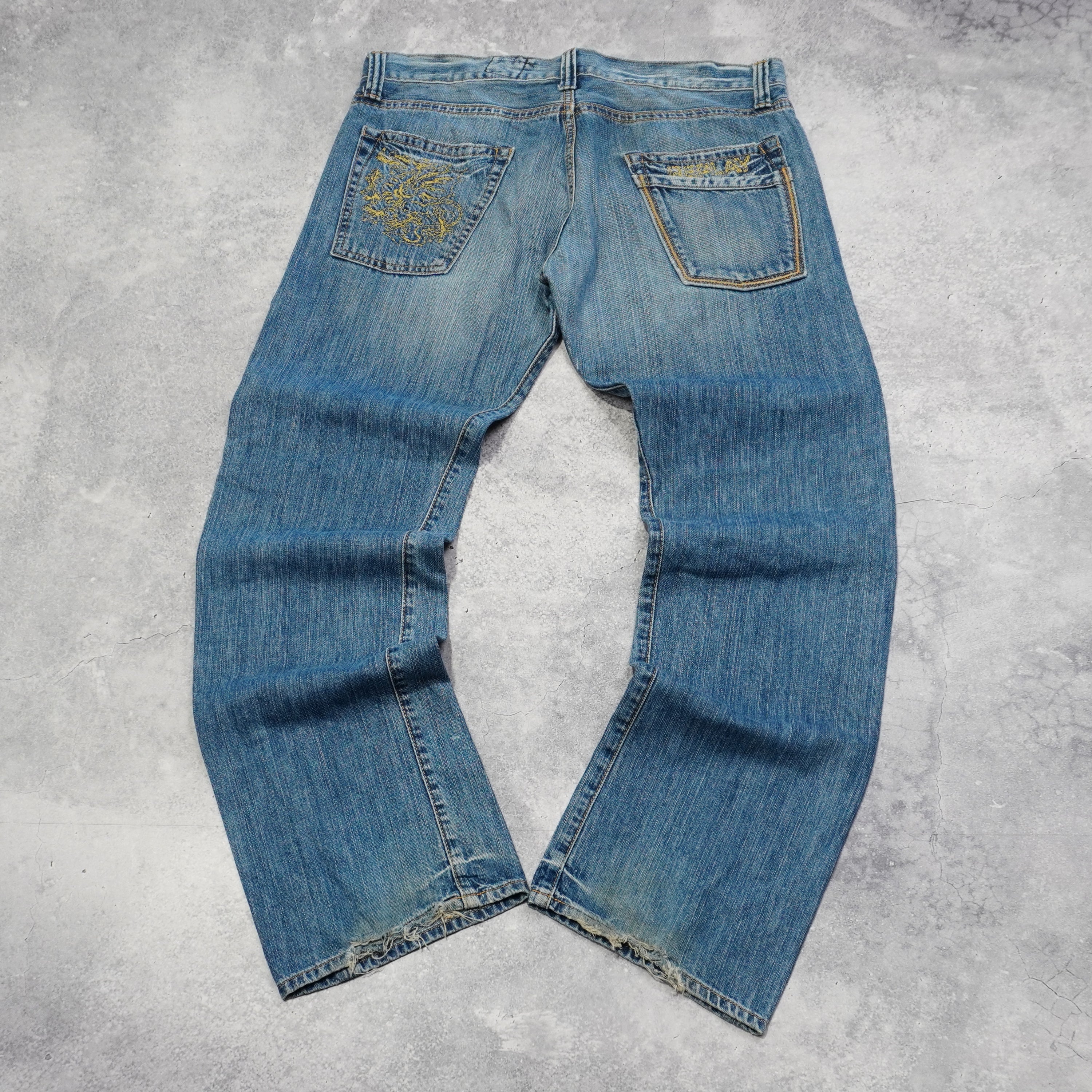 2000s Replay Flared Bottom Embroidered Jeans