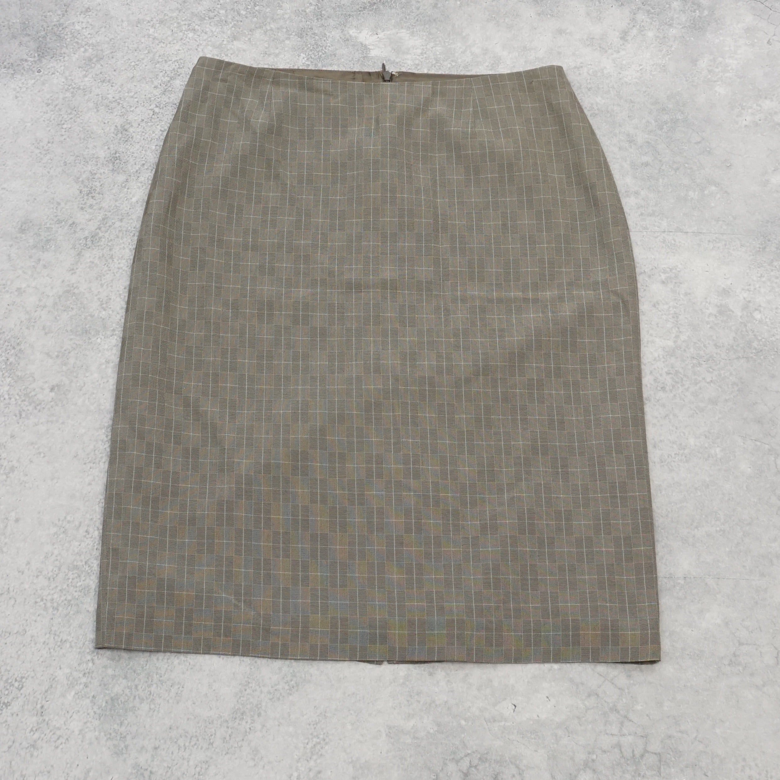 2000s David Lawrence Plaid Pencil Midi Skirt