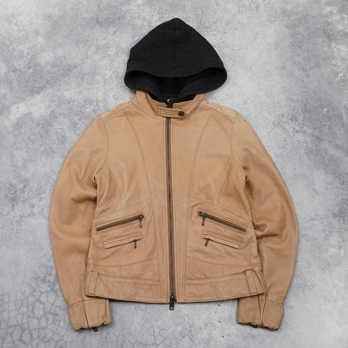 2000s Avirex Hooded Leather Jacket