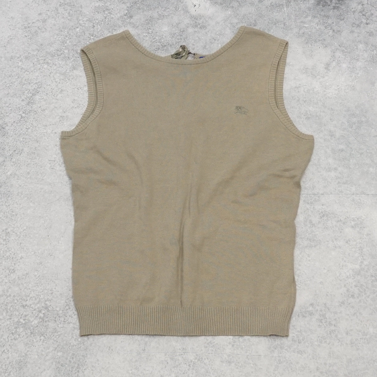 2000s Burberry London Blue Label Tie Neck Knit Vest Top