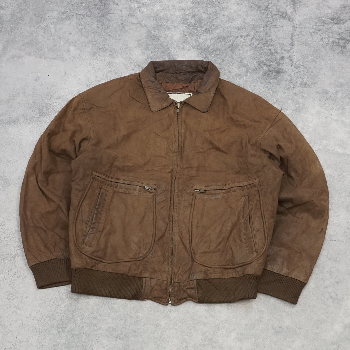 90s Body Equip Suede Zip Pocket Leather Jacket Bomber
