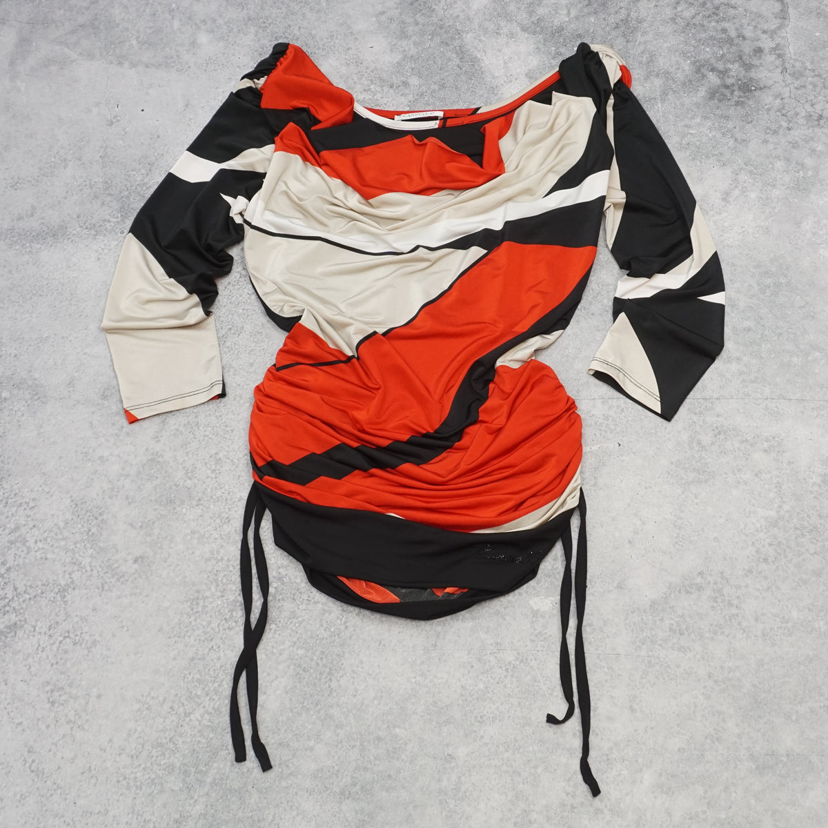 2000s Cannella Abstract Print Ruched Top