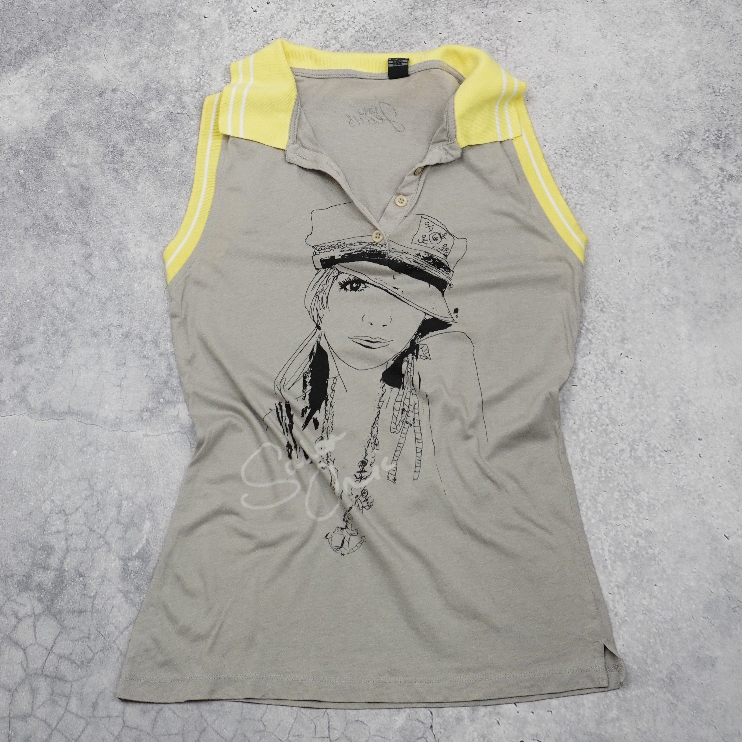 2000s MNG Graphic Sleeveless Polo