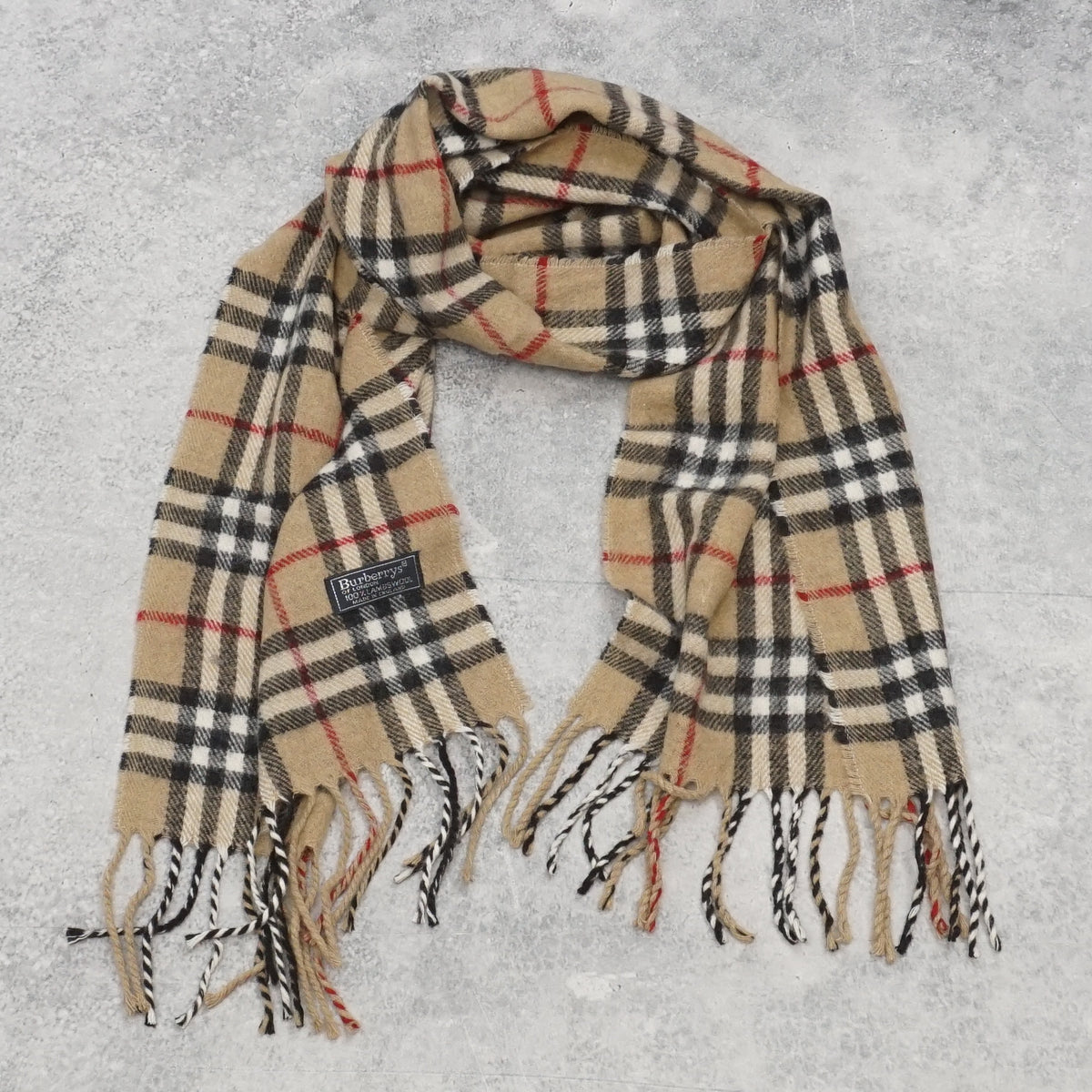 90s Burberrys Nova Check Lambswool Scarf