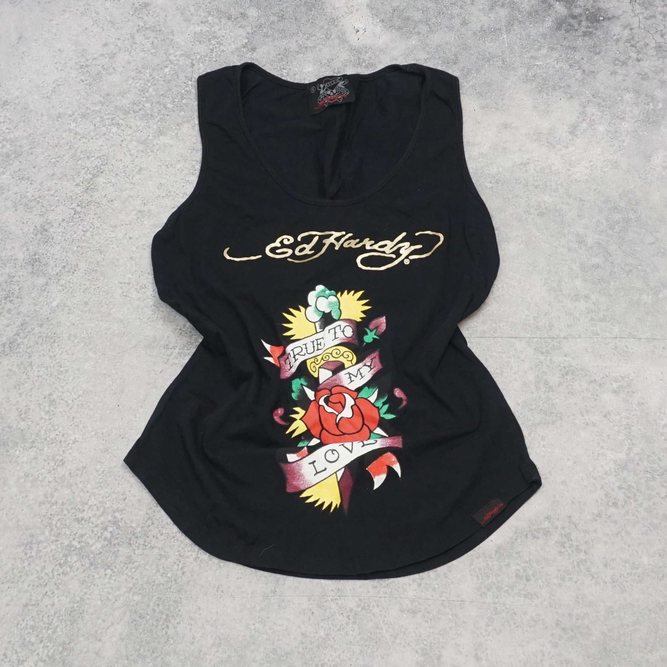 2000s Ed Hardy True To My Love Graphic Tank Top