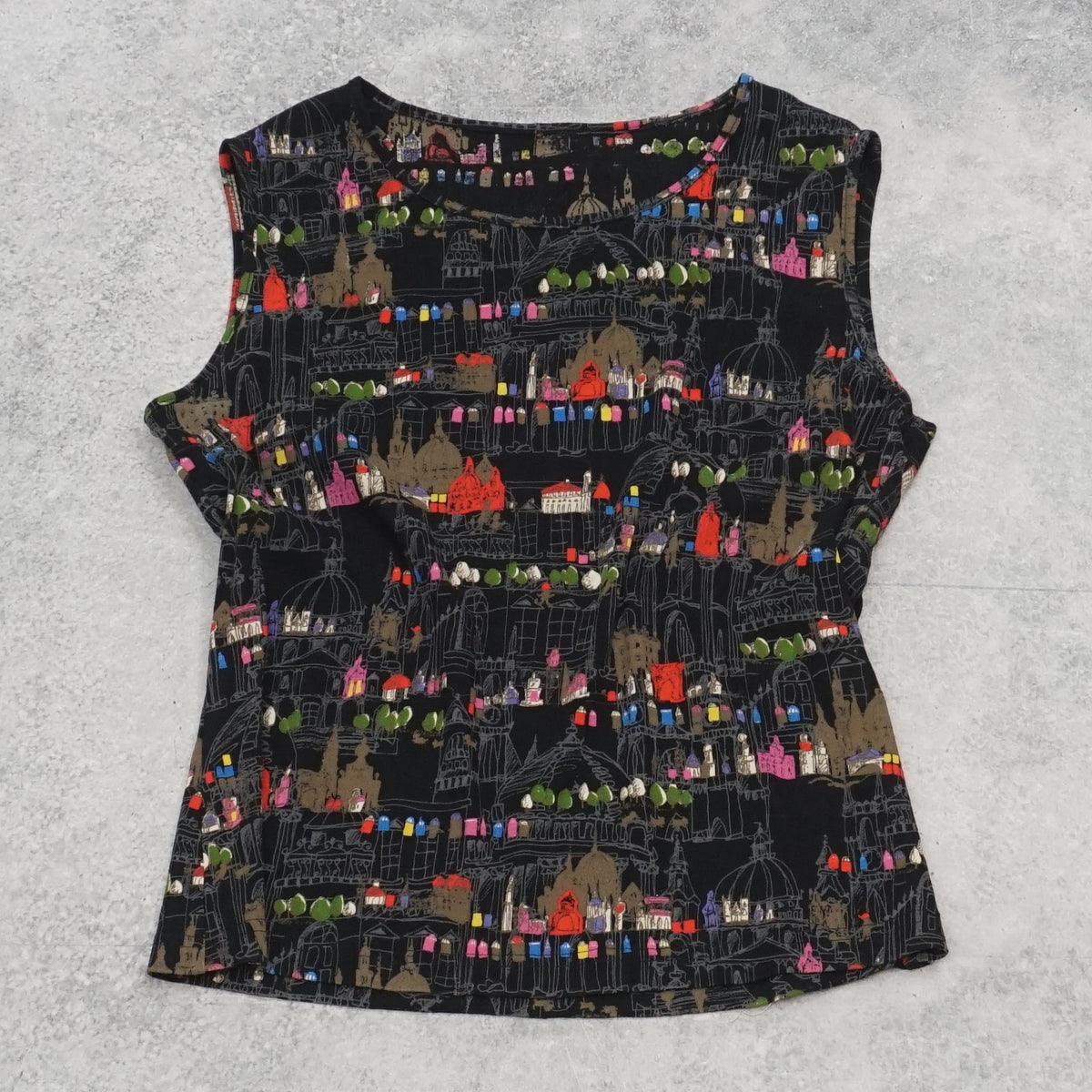 Novelty Cityscape Print Sleeveless Top