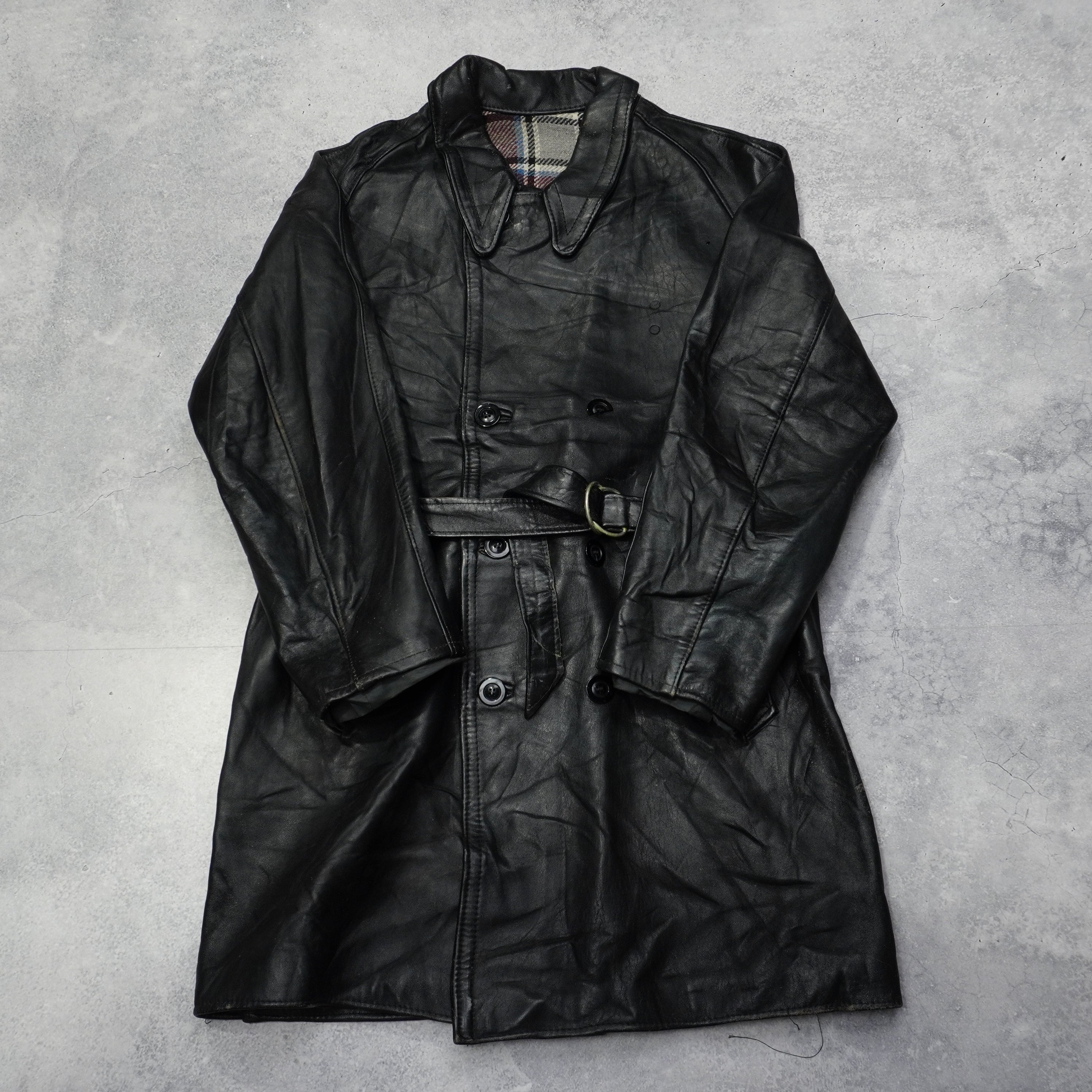 80s GVF Leather Trench Coat
