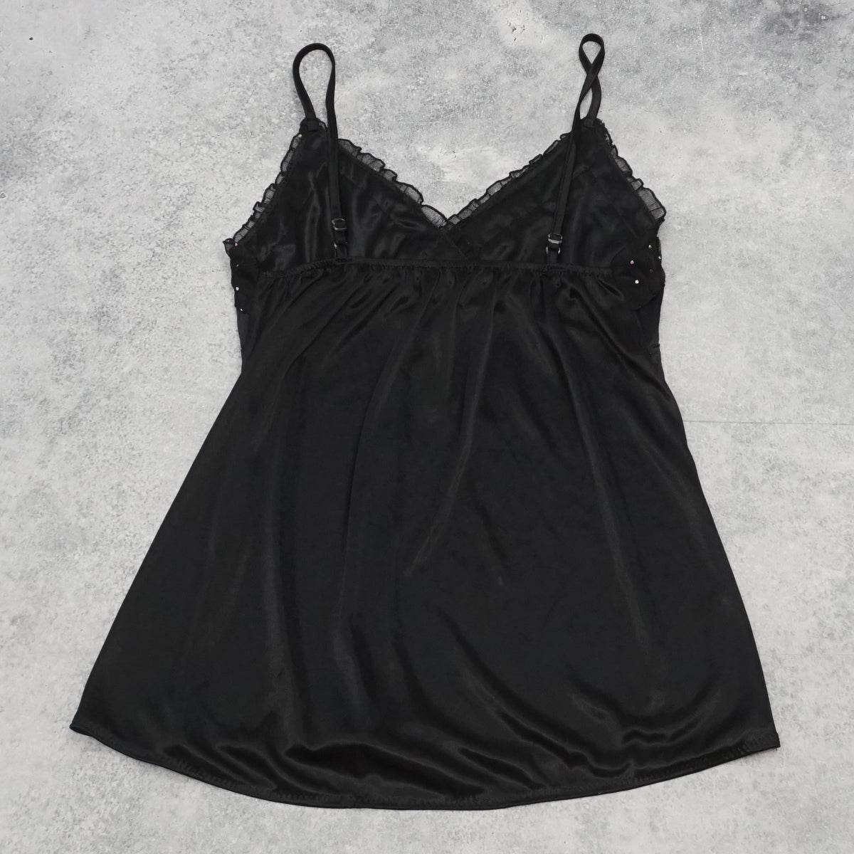 2000s Satin Rhinestone Lace Cami Top