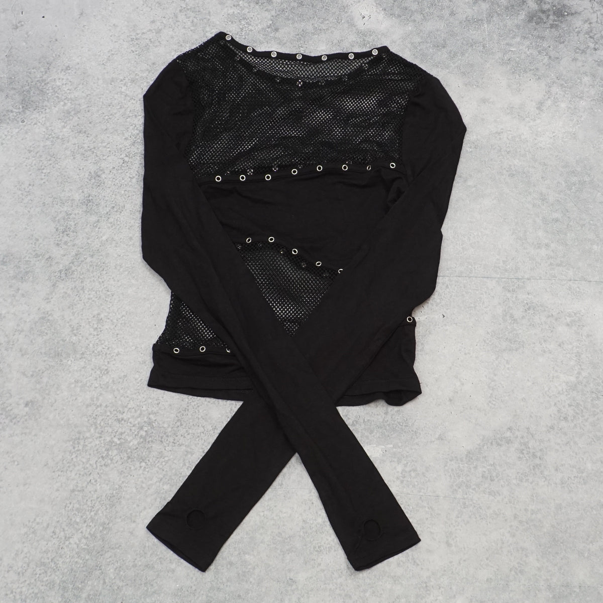 I.AM.GIA Mesh Eyelet Thumbhole Top