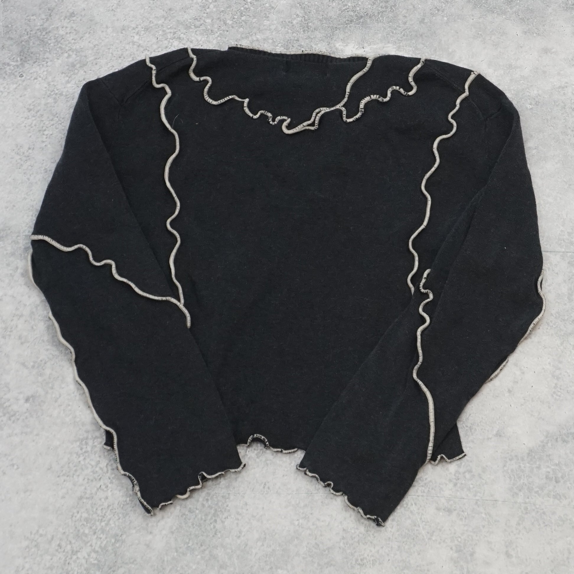 2000s Calvin Klein Crop Ruffled Sweater