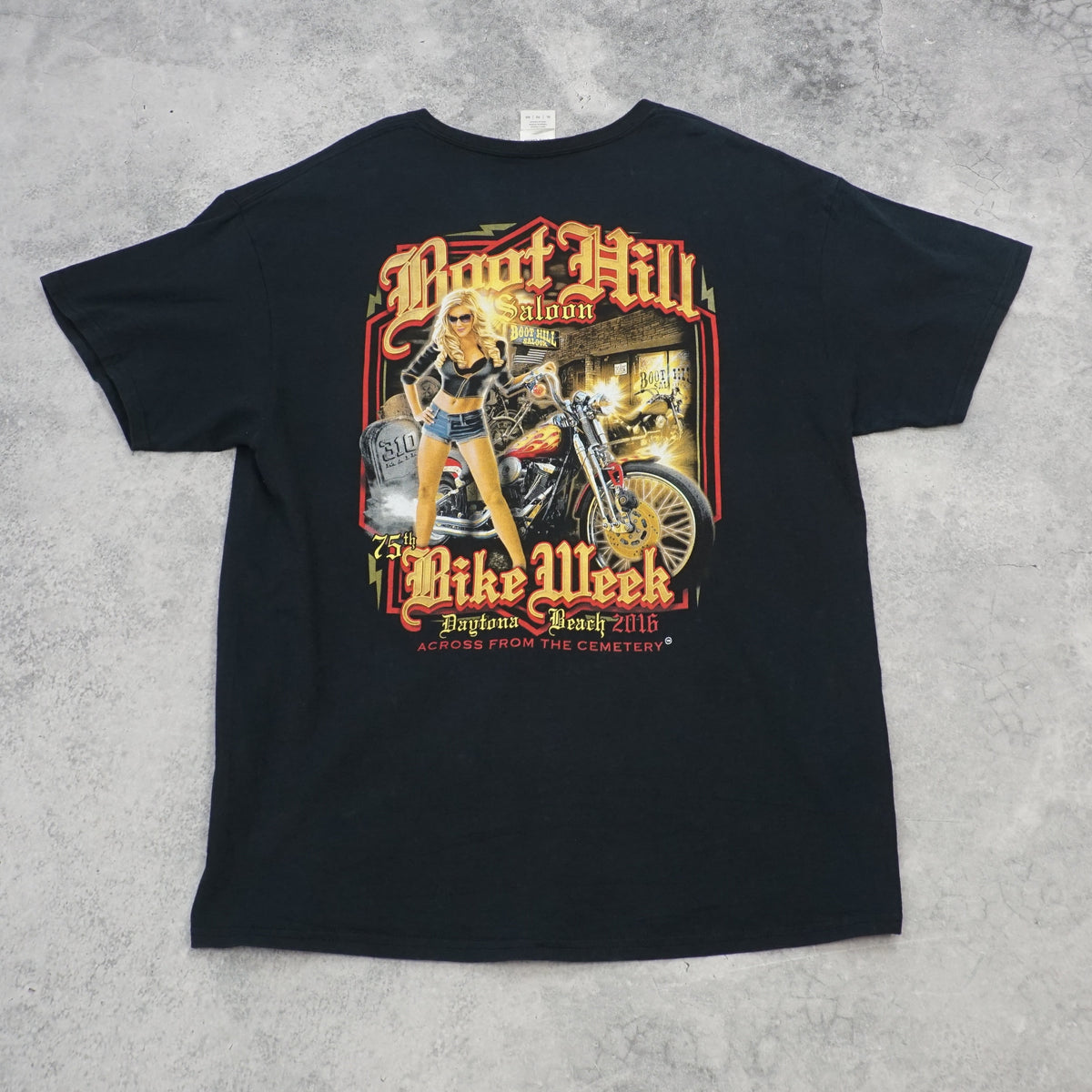 2000s Boot Hill Saloon Bike Week Daytona Graphic Pocket T-Shirt