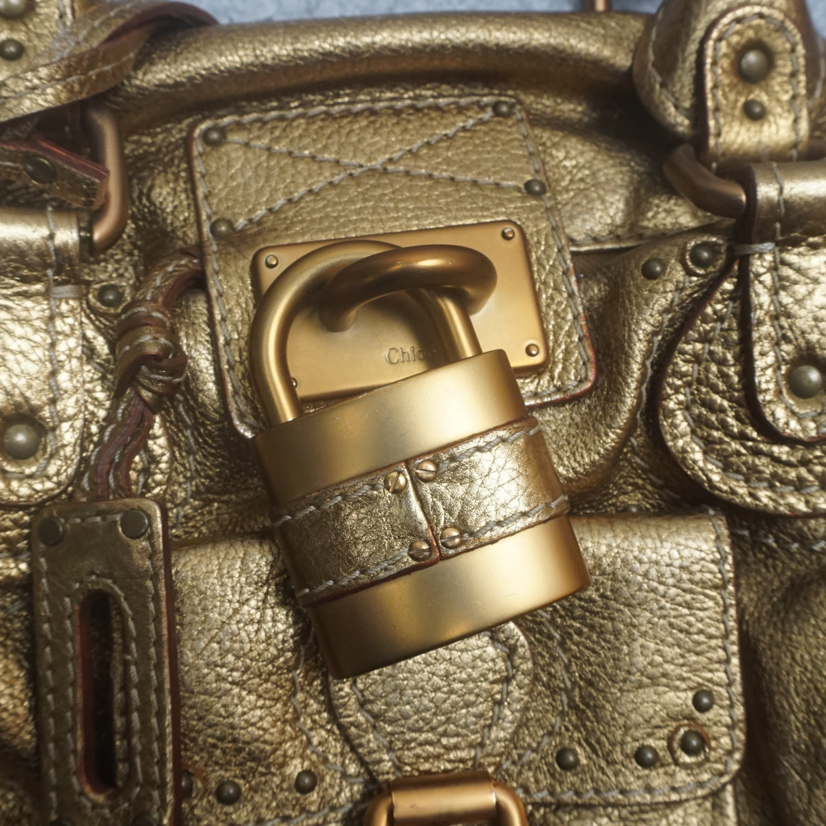 Chloé Paddington Gold Leather Handbag