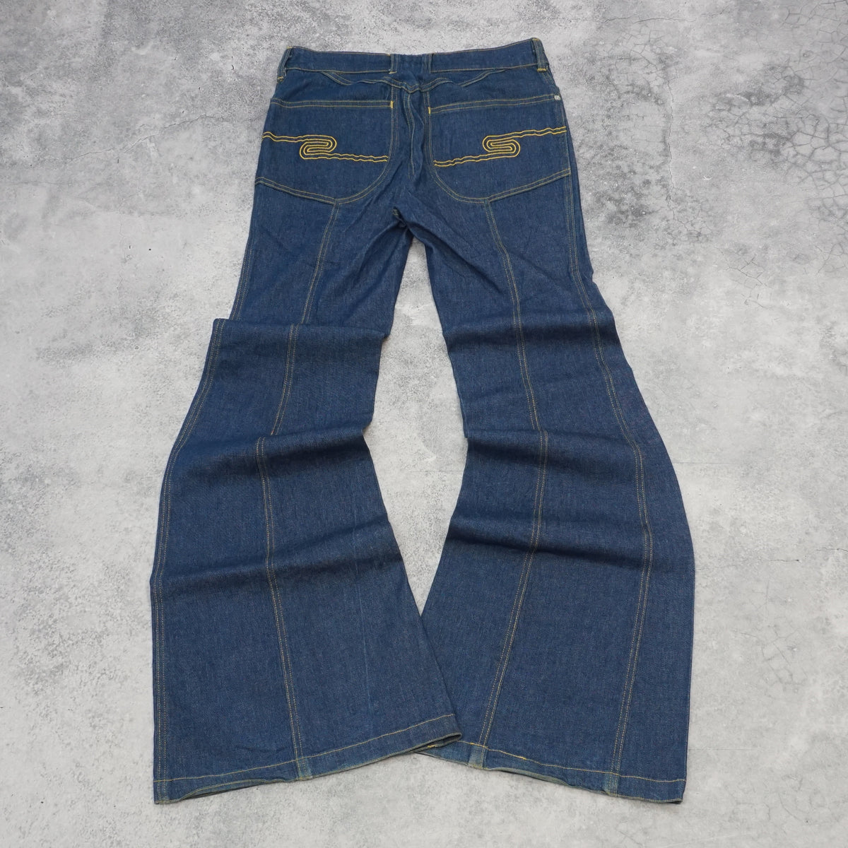 2000s Snug Flare Yellow Stitch Jeans