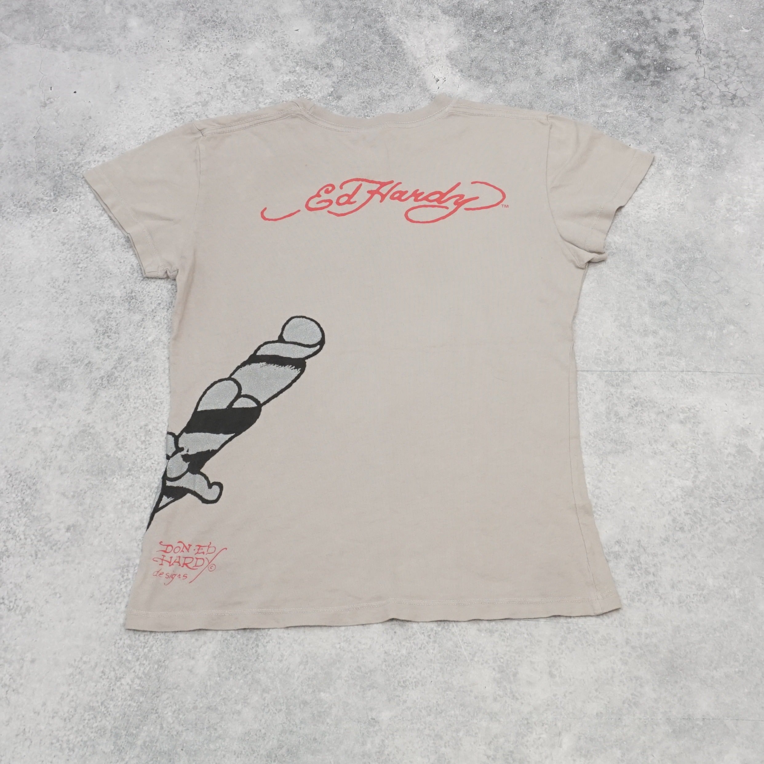 2000s Ed Hardy Skull Rose Graphic T-Shirt