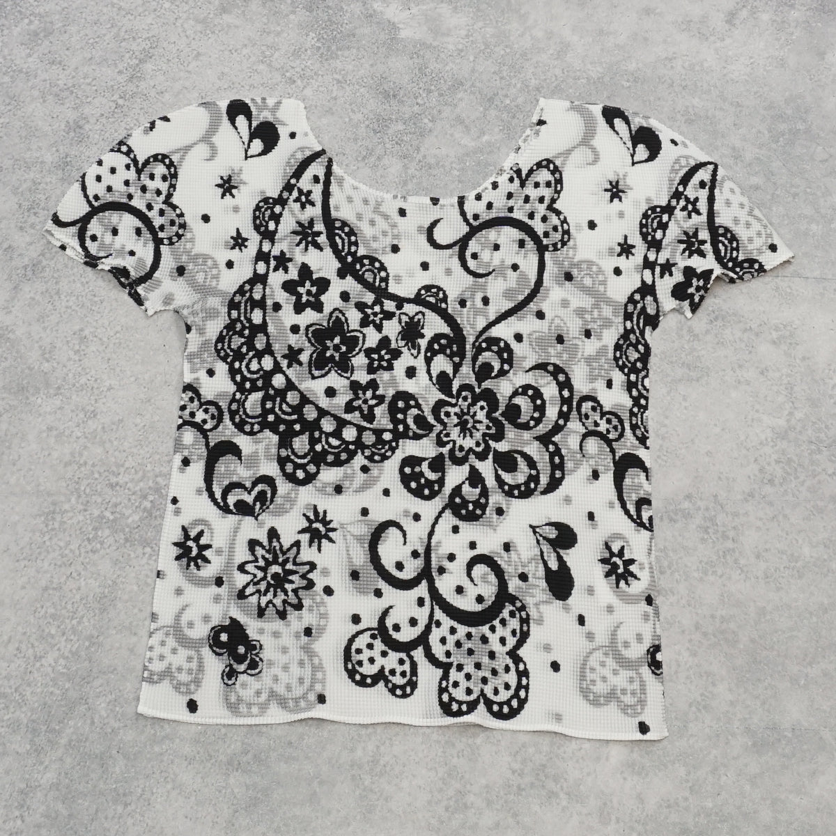 Issey Miyake Me Pleated Paisley Floral Top