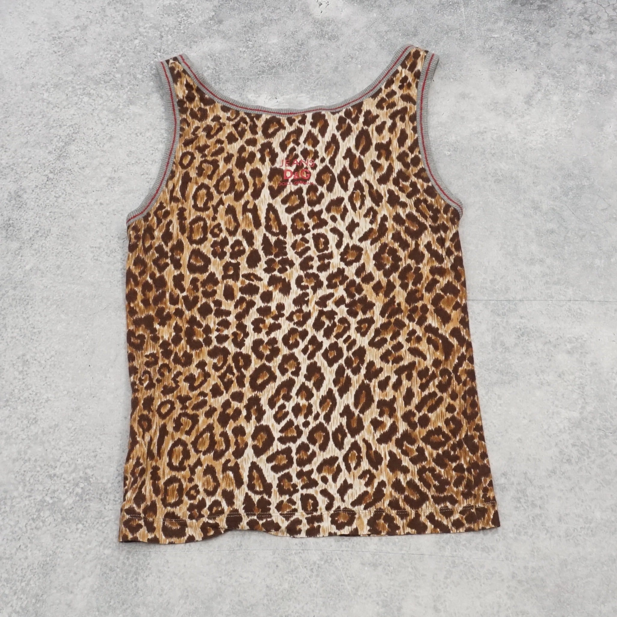 2000s Dolce & Gabbana Jeans Leopard Print Tank Top