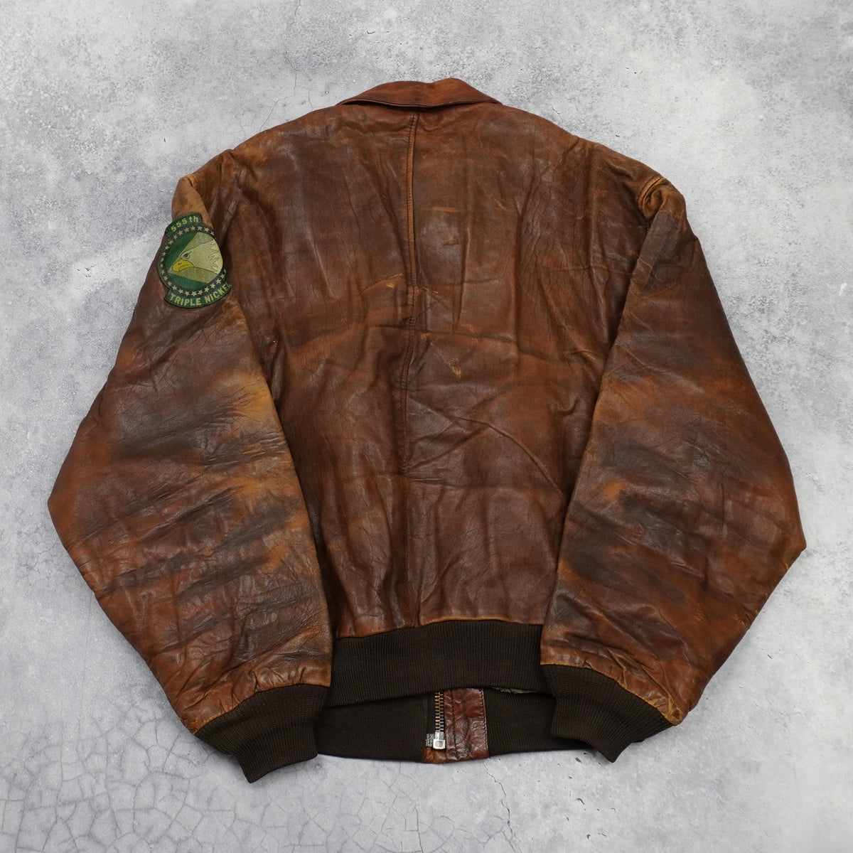 2000s Avirex A-2 Flight Patched Leather Jacket Bomber