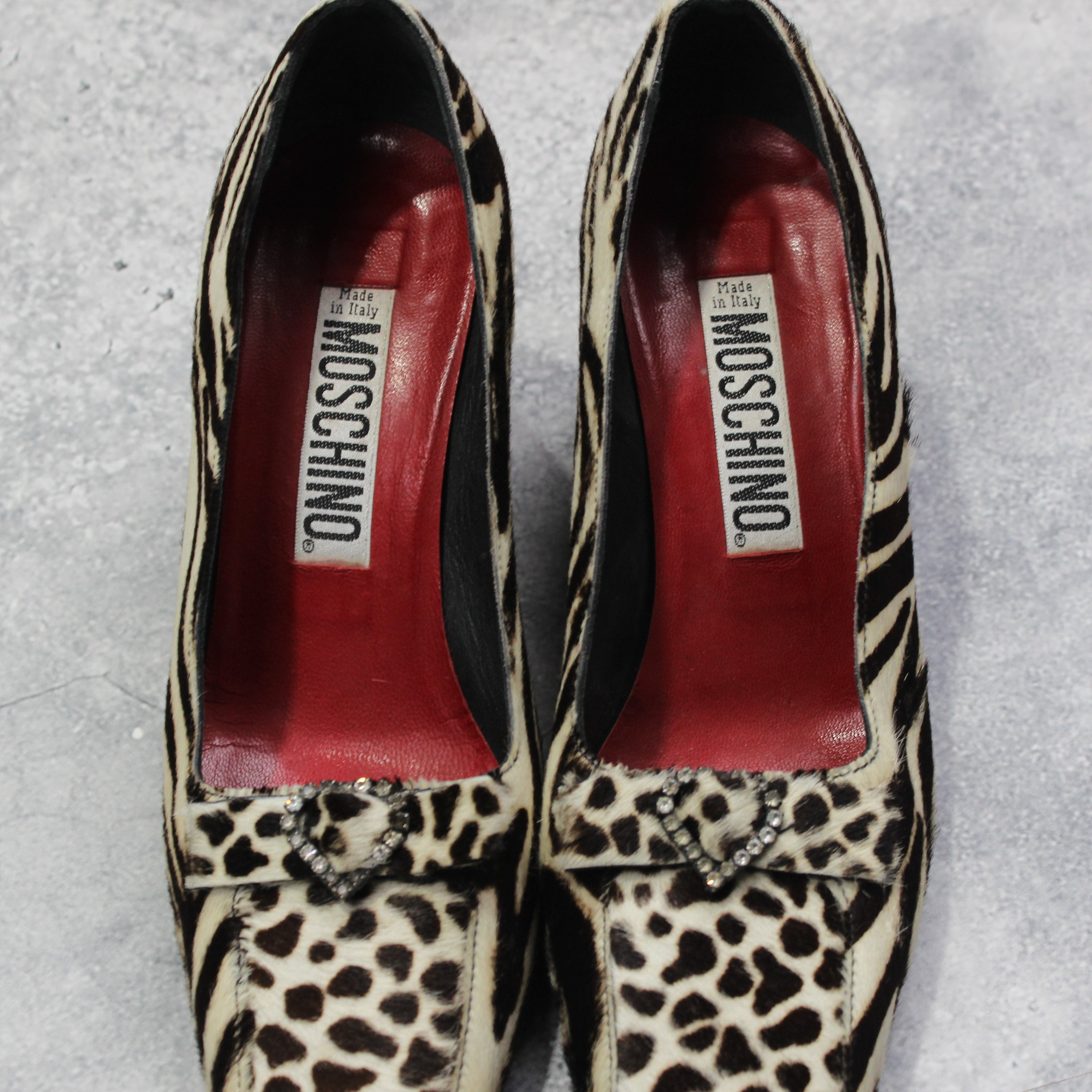 2000s Moschino Zebra Print Heels