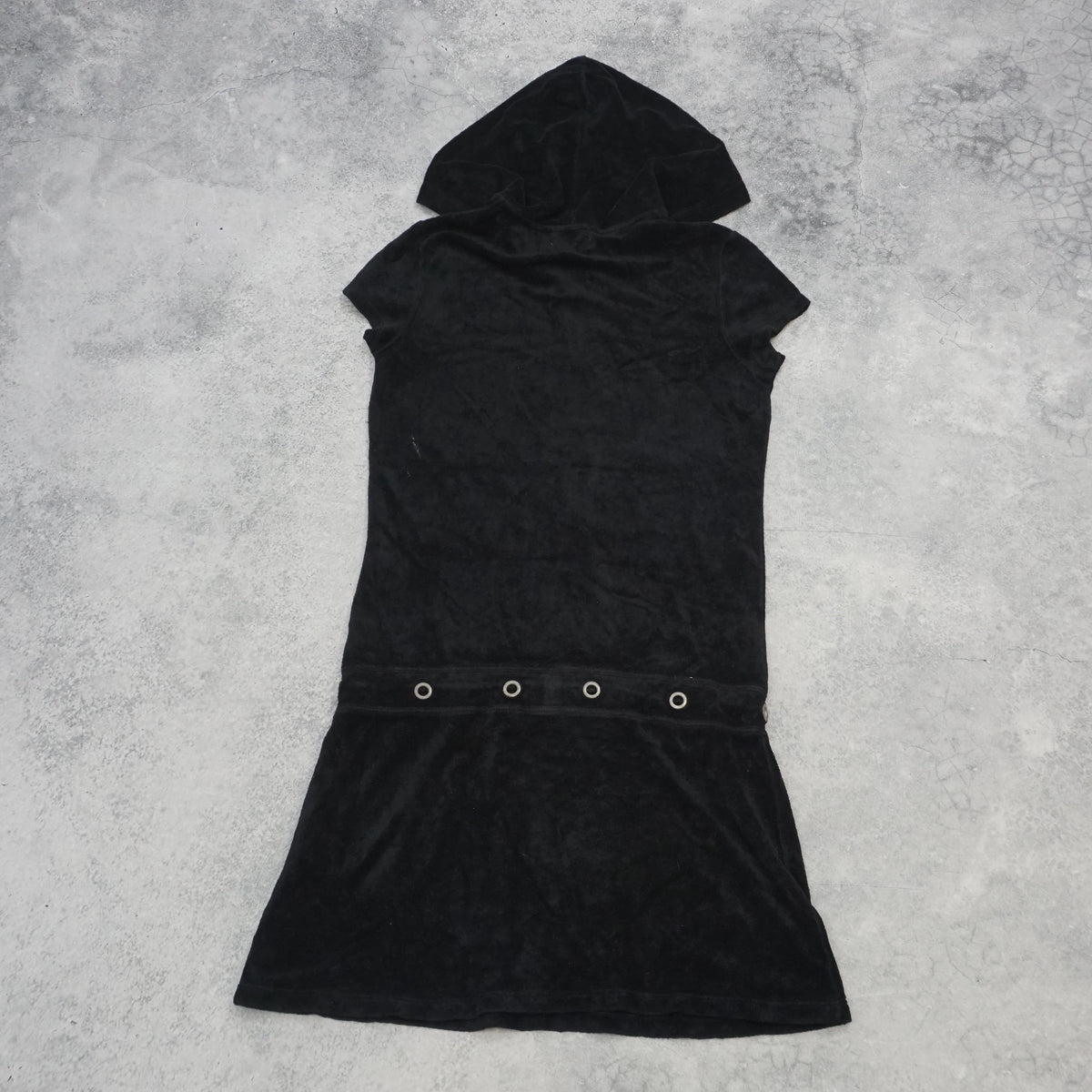 2000s Juicy Couture Velour Terry Drop Waist Dress Hoodie
