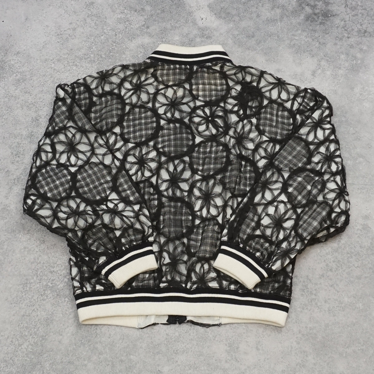 Vivienne Tam Floral Mesh Embroidered Jacket Bomber