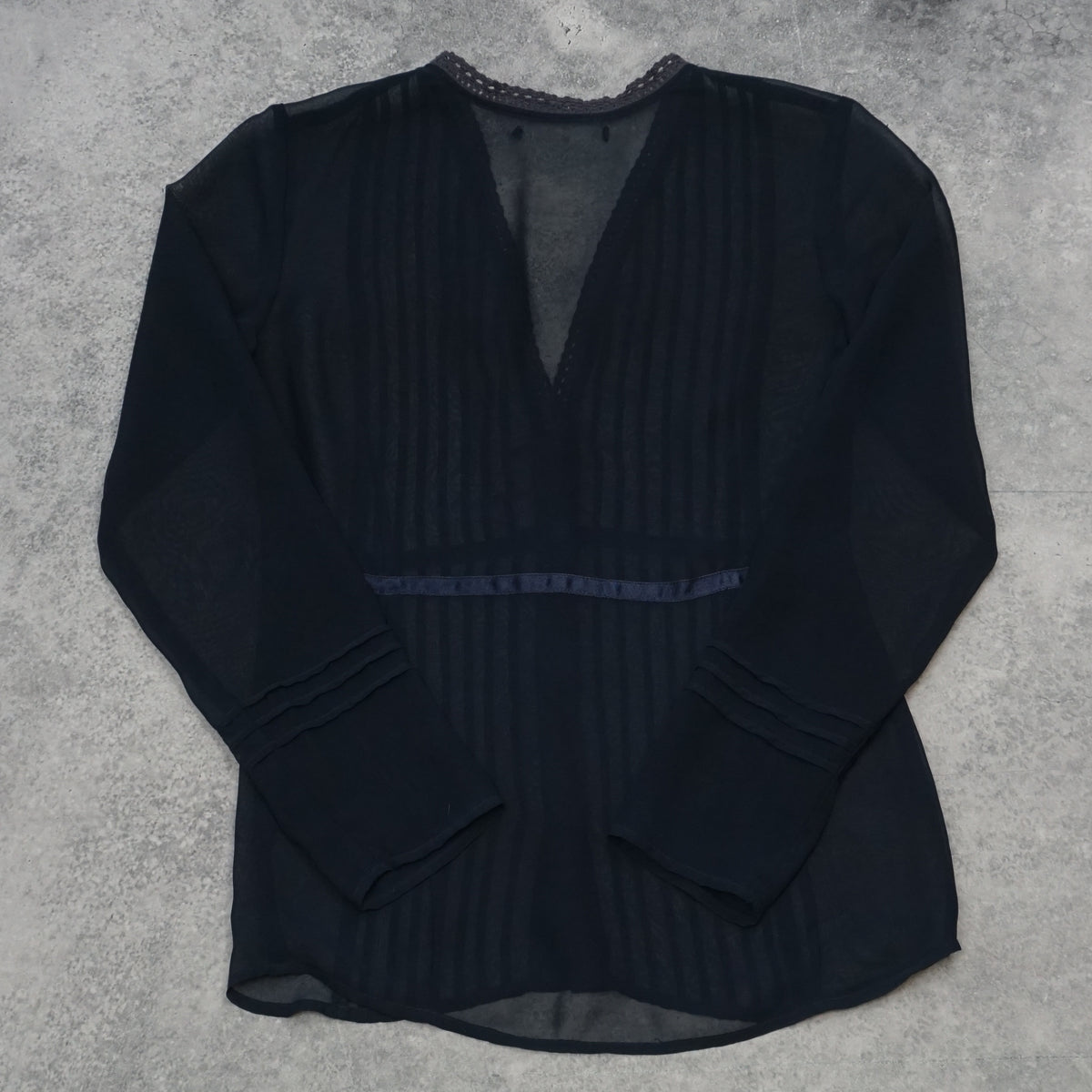 Pleated Lace Trim Blouse