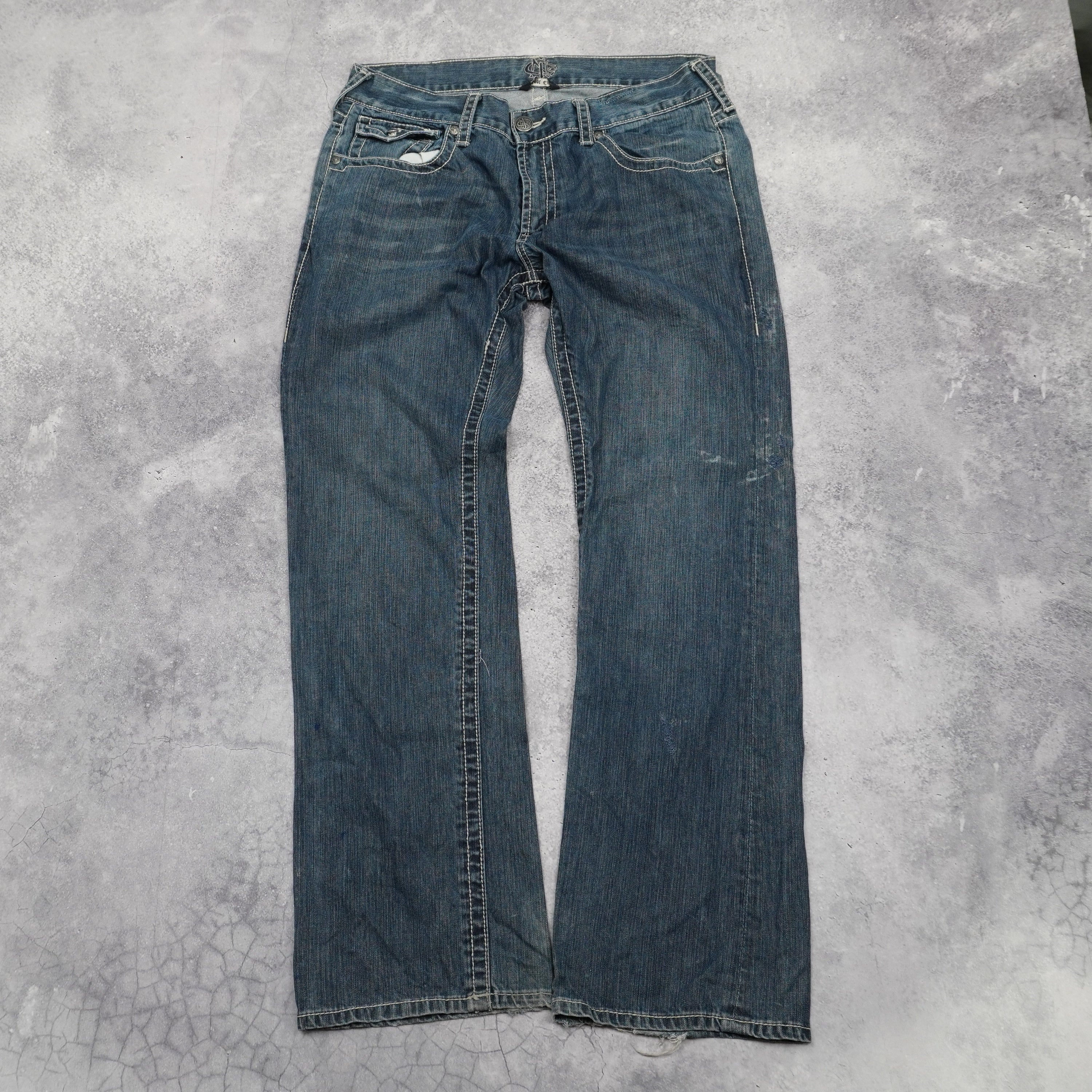 2000s Fleur-de-Lis Embroidered Bootcut Jeans
