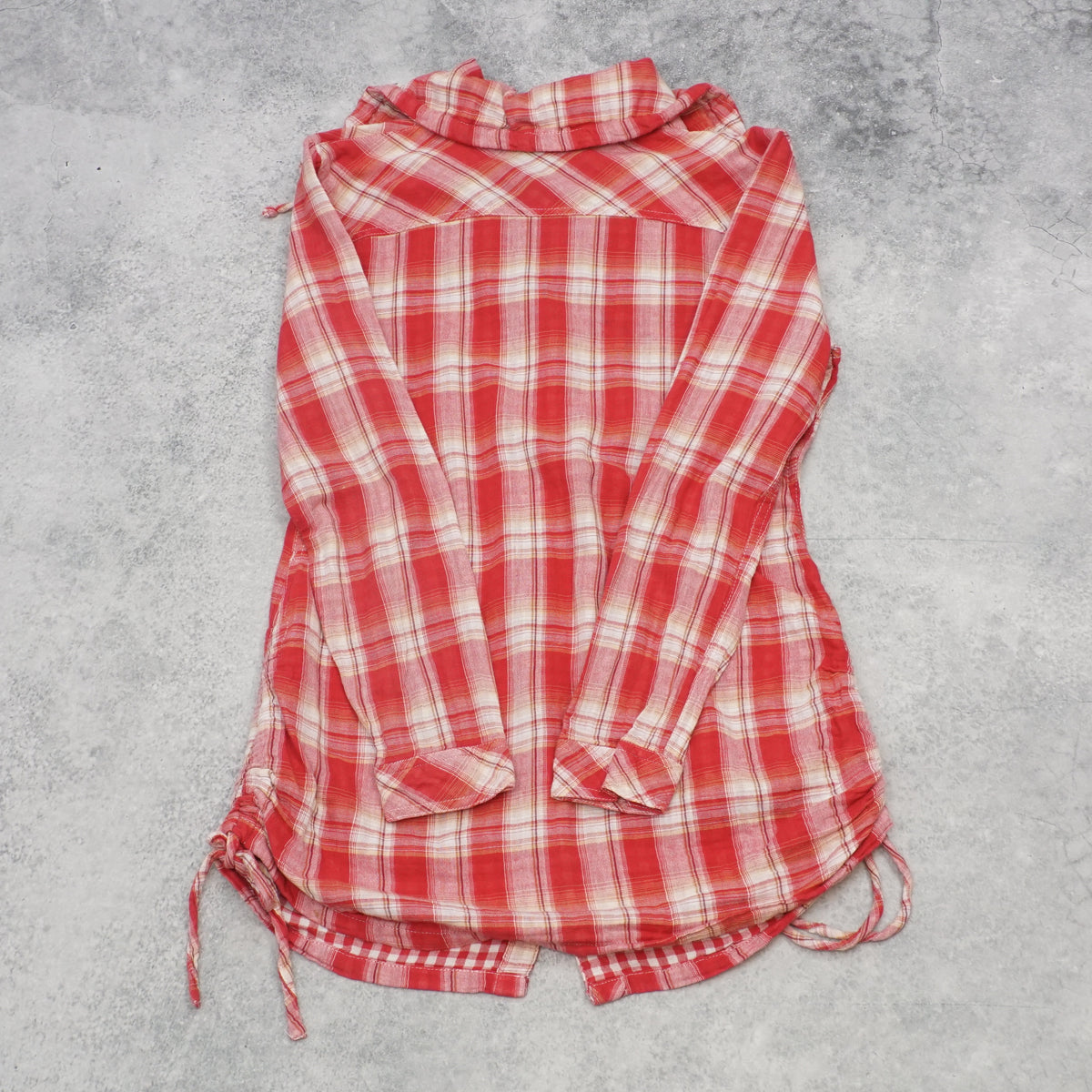 2000s Sky Bomber Plaid Ruched Shirt