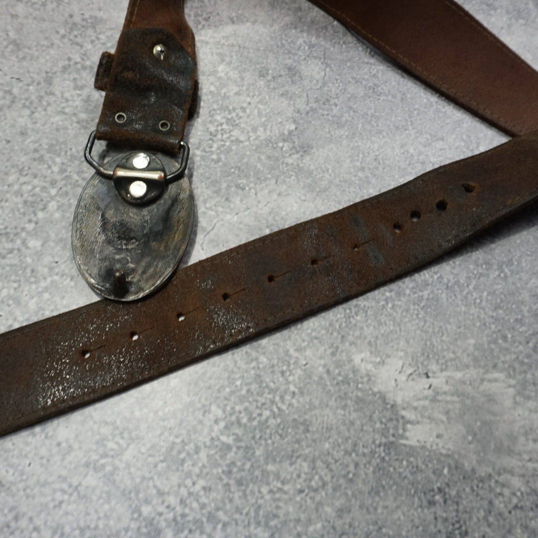 2000s Leather Big Buckle Belt
