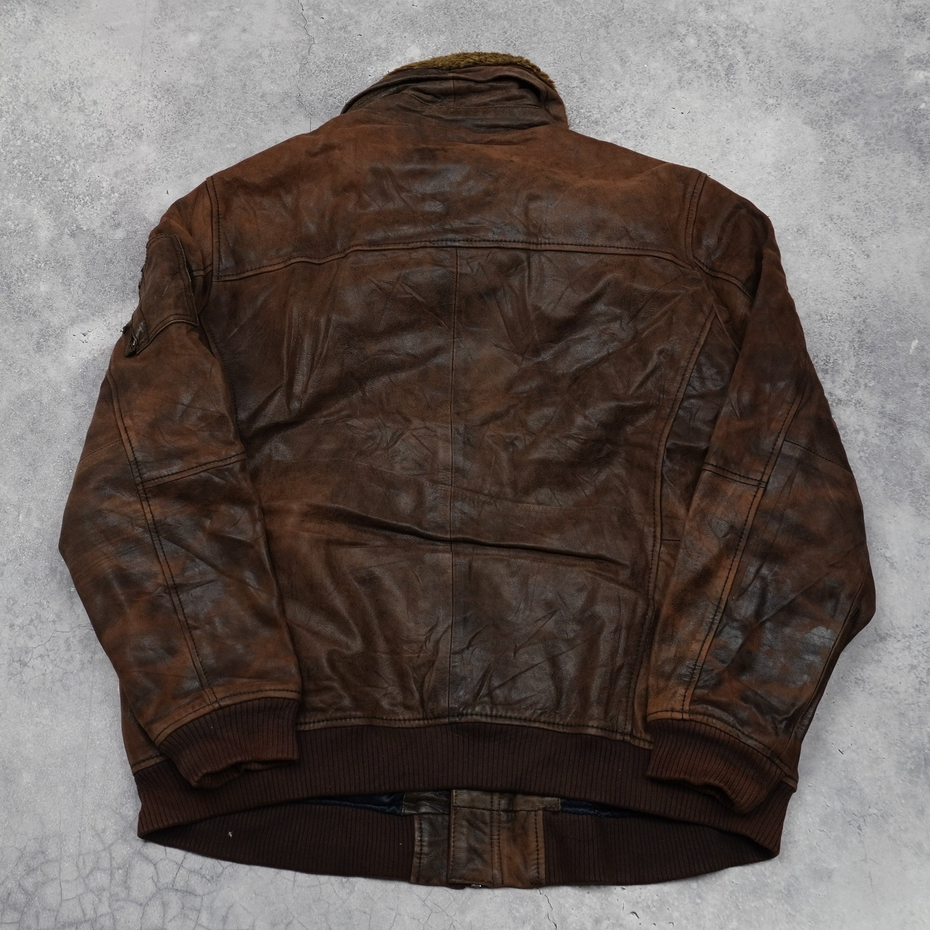 2000s Angelo Litrico Fleece Collar Leather Jacket