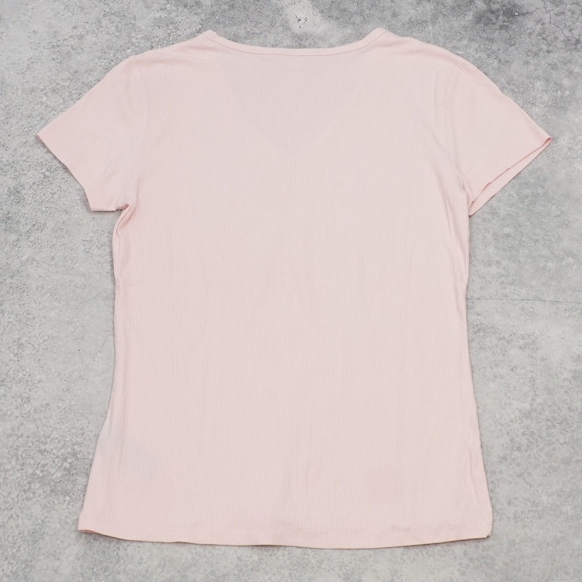 2000s Bebe Rhinestone Ribbed V-Neck T-Shirt
