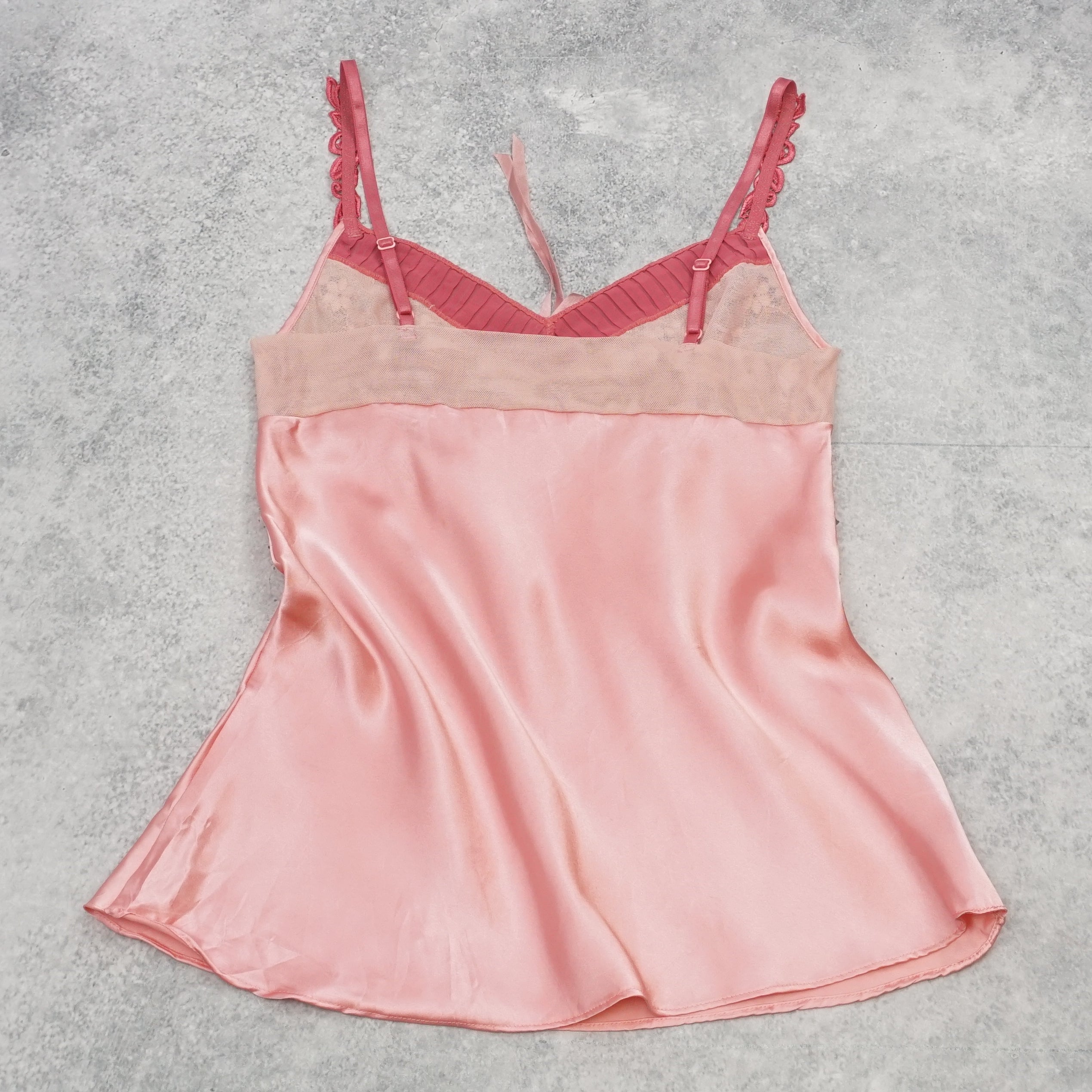 2000s Frill Satin Lace Cami Top