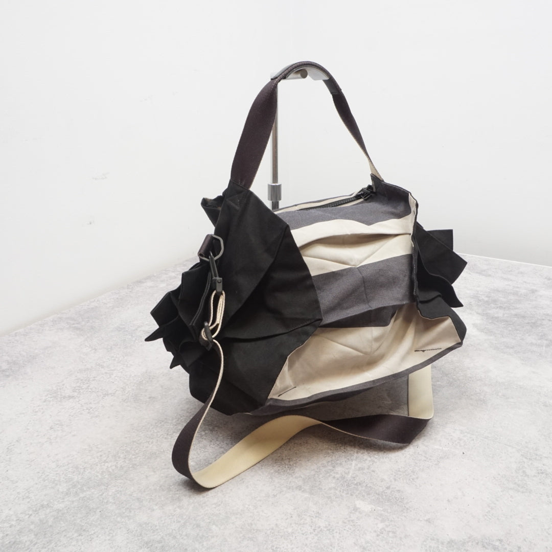 2000s Issey Miyake Striped Pleated Bag