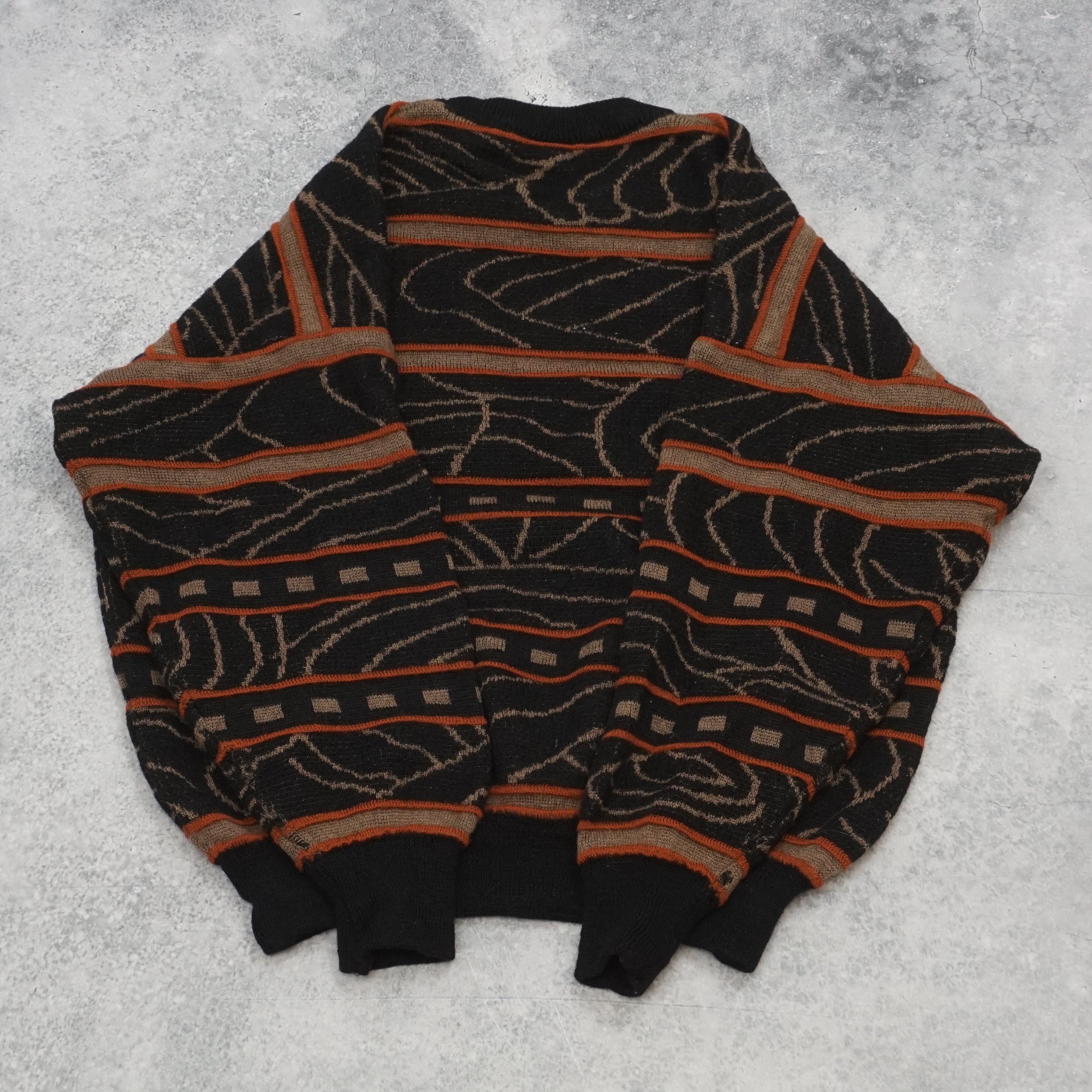 90s Limnos Australia Abstract Patterned Pure Wool Knit Sweater