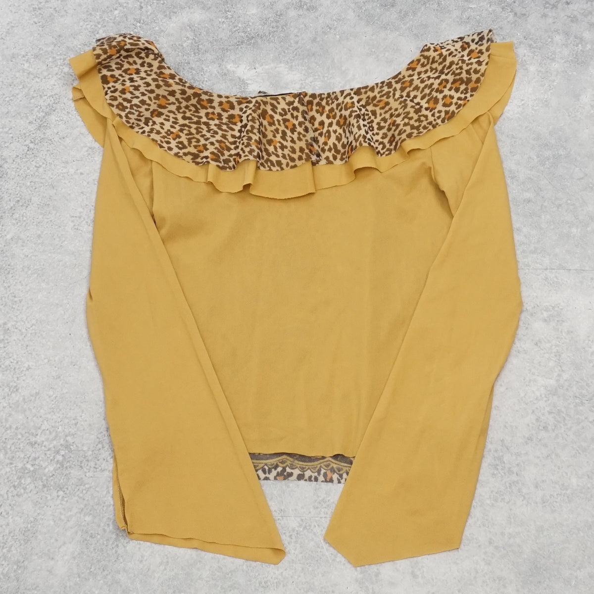 2000s Saes Ruffle Neck Paisley Leopard Top