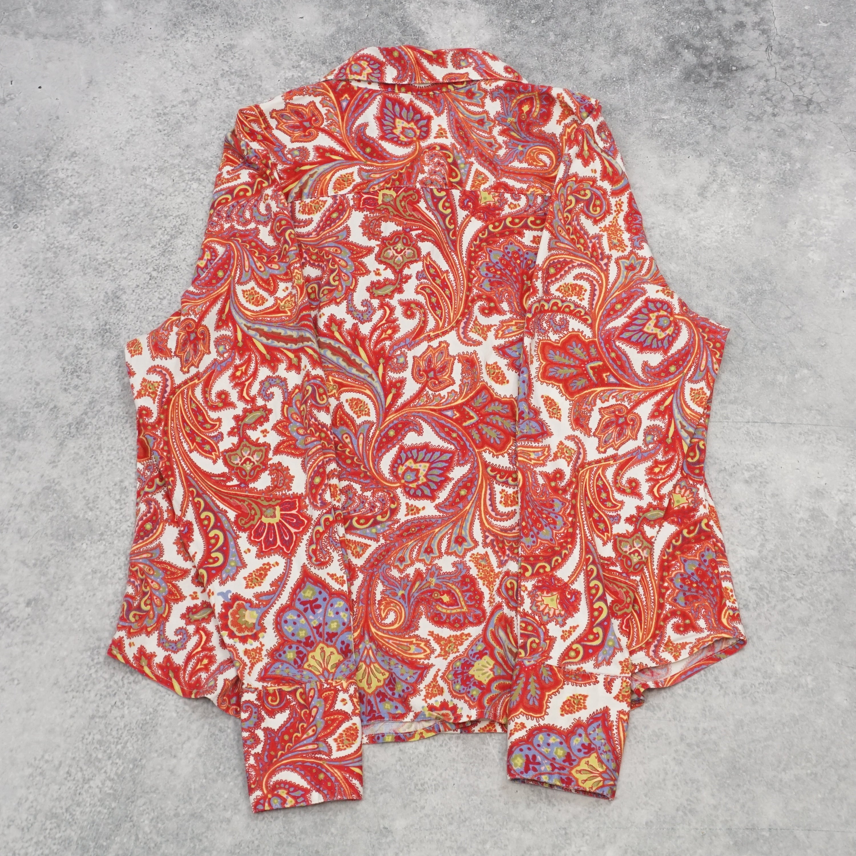 50s Colorful Paisley Button Up