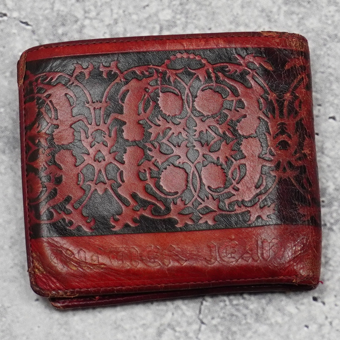 2000s Jean Paul Gaultier Embossed Floral Leather Wallet